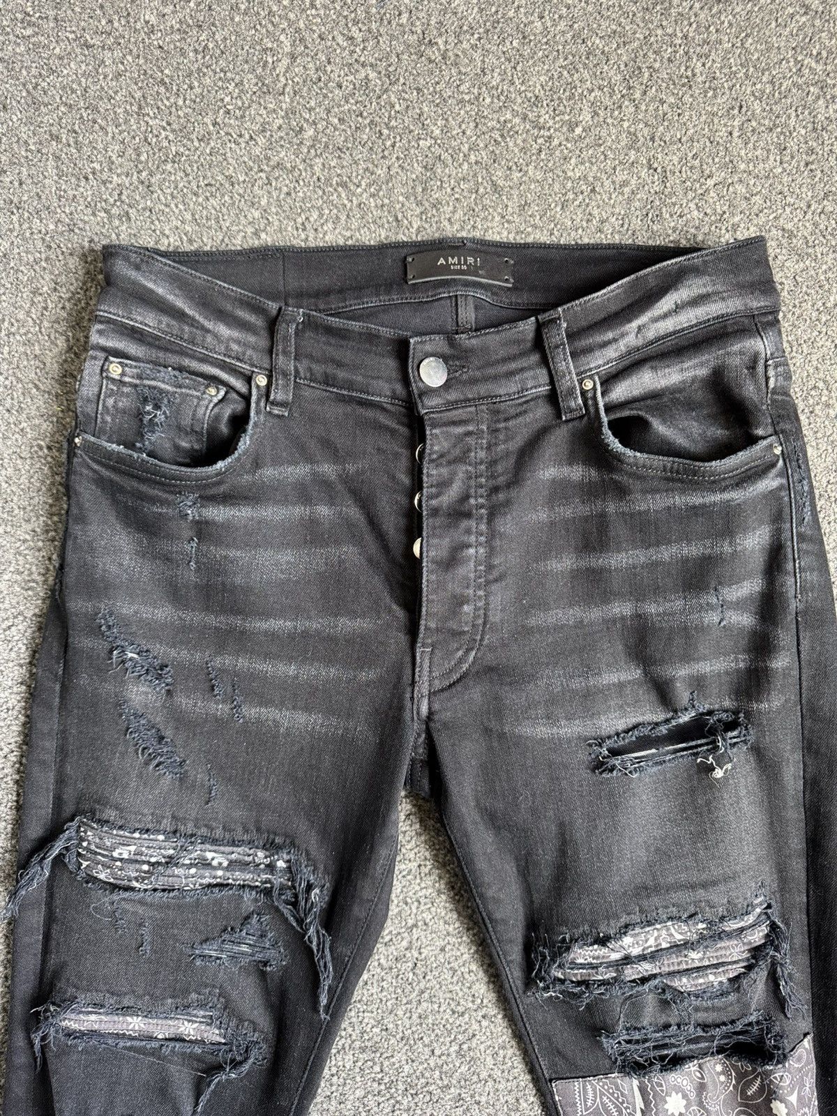 Amiri Amiri Aged Black Patchwork Art Jeans Size US 30 / EU 46 - 3 Thumbnail