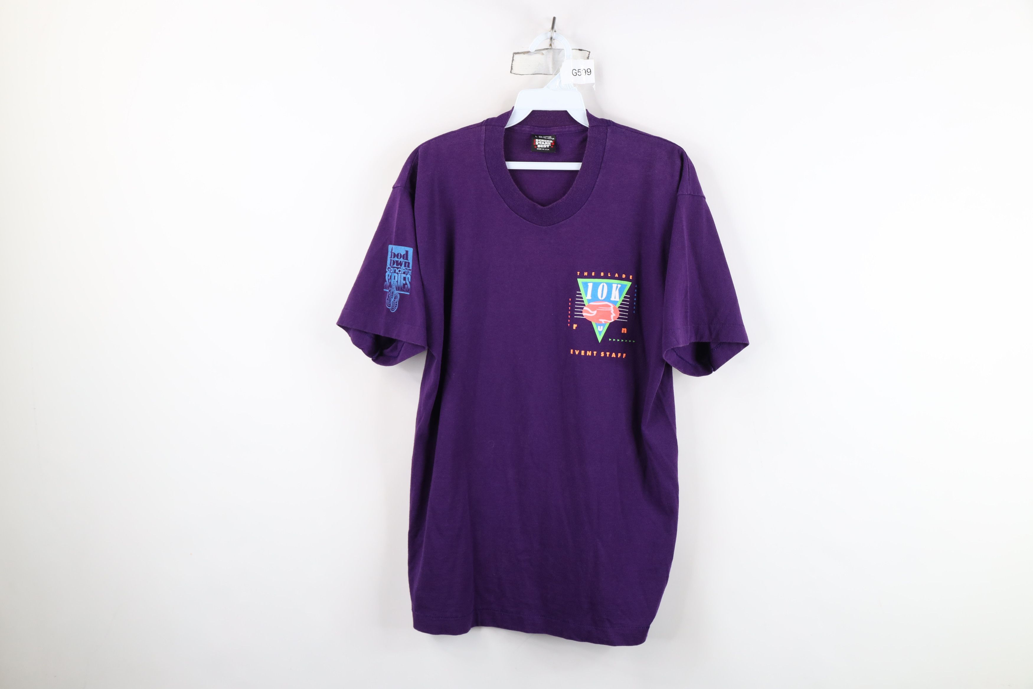 Vintage Vintage 80s 90s Blade 10k Run Road Race T-Shirt Purple USA Size US L / EU 52-54 / 3 - 1 Thumbnail