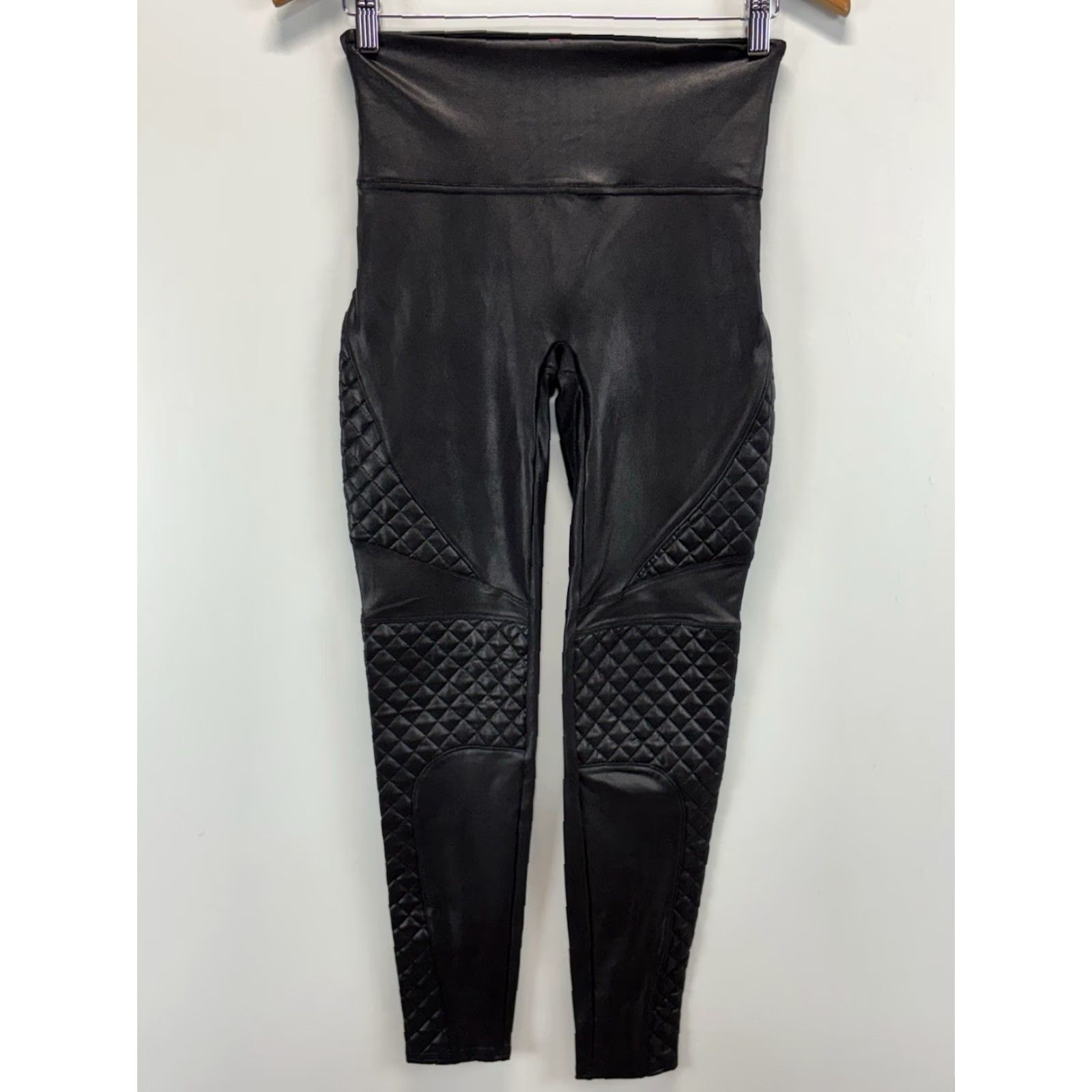 Spanx Spanx Quilted Faux Leather Leggings Black Womens Medium Moto Biker Bikercore Size 32" / US 10 / IT 46 - 2 Thumbnail
