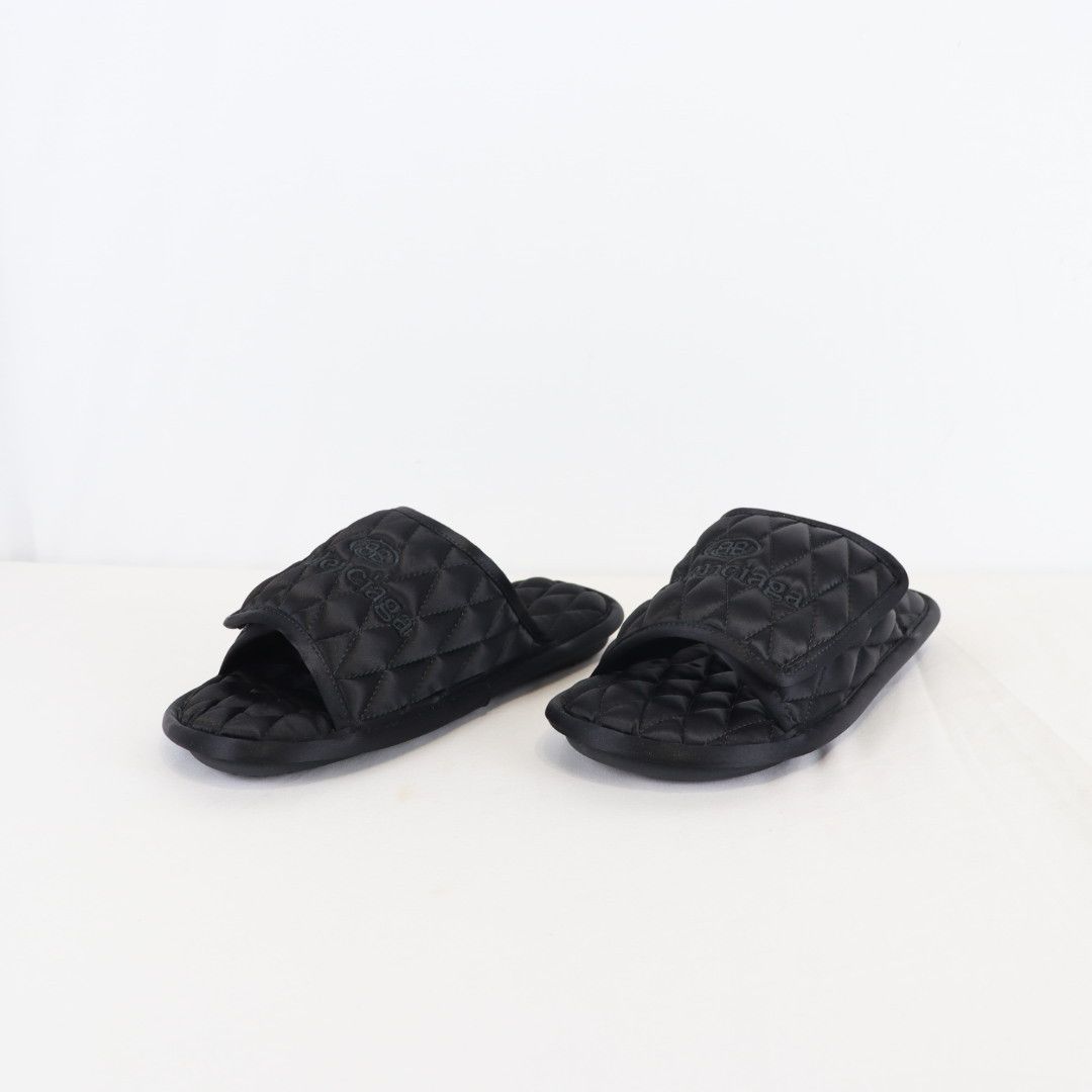 Balenciaga o1rshd1 Quilted Satin Hotel Artw Home Slide in Black Size US 6 / EU 39 - 2 Thumbnail