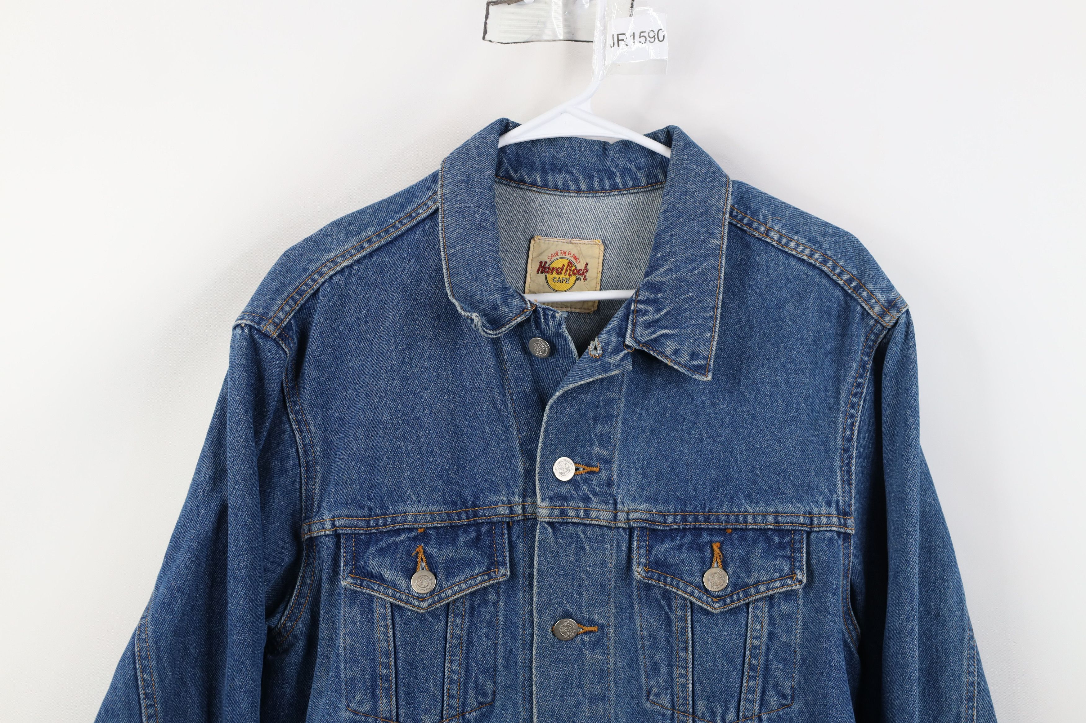 Hard Rock Cafe Vintage 90s Hard Rock Cafe The Planet Denim Trucker Jacket Size US M / EU 48-50 / 2 - 3 Thumbnail