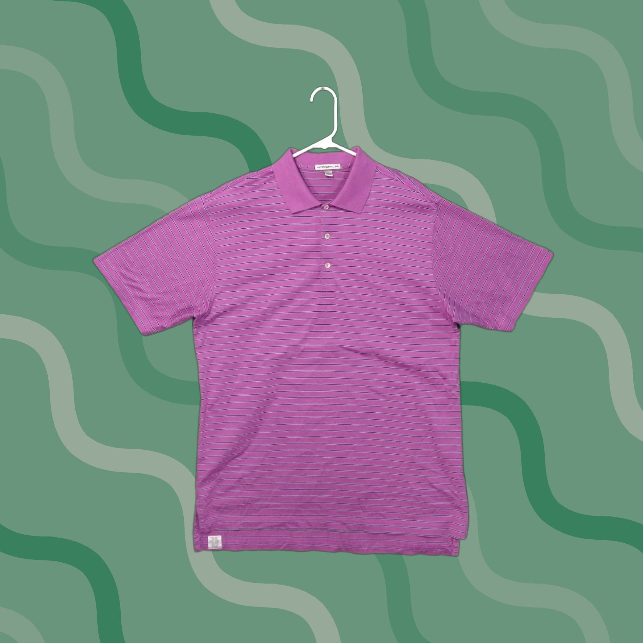 Peter Millar PETER MILLAR Polo Shirt Mens Large Purple Striped Short Sleeve Cotton Casual Golf Size US L / EU 52-54 / 3 - 1 Thumbnail