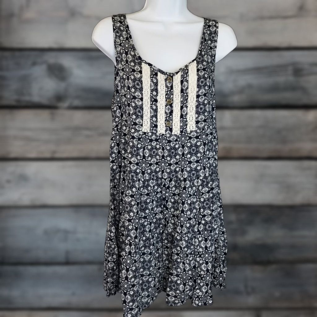 Vintage JODIFL Dress Sleeveless Women's Small Blue Floral Crochet Rayon Dress Size S / US 4 / IT 40 - 1 Thumbnail