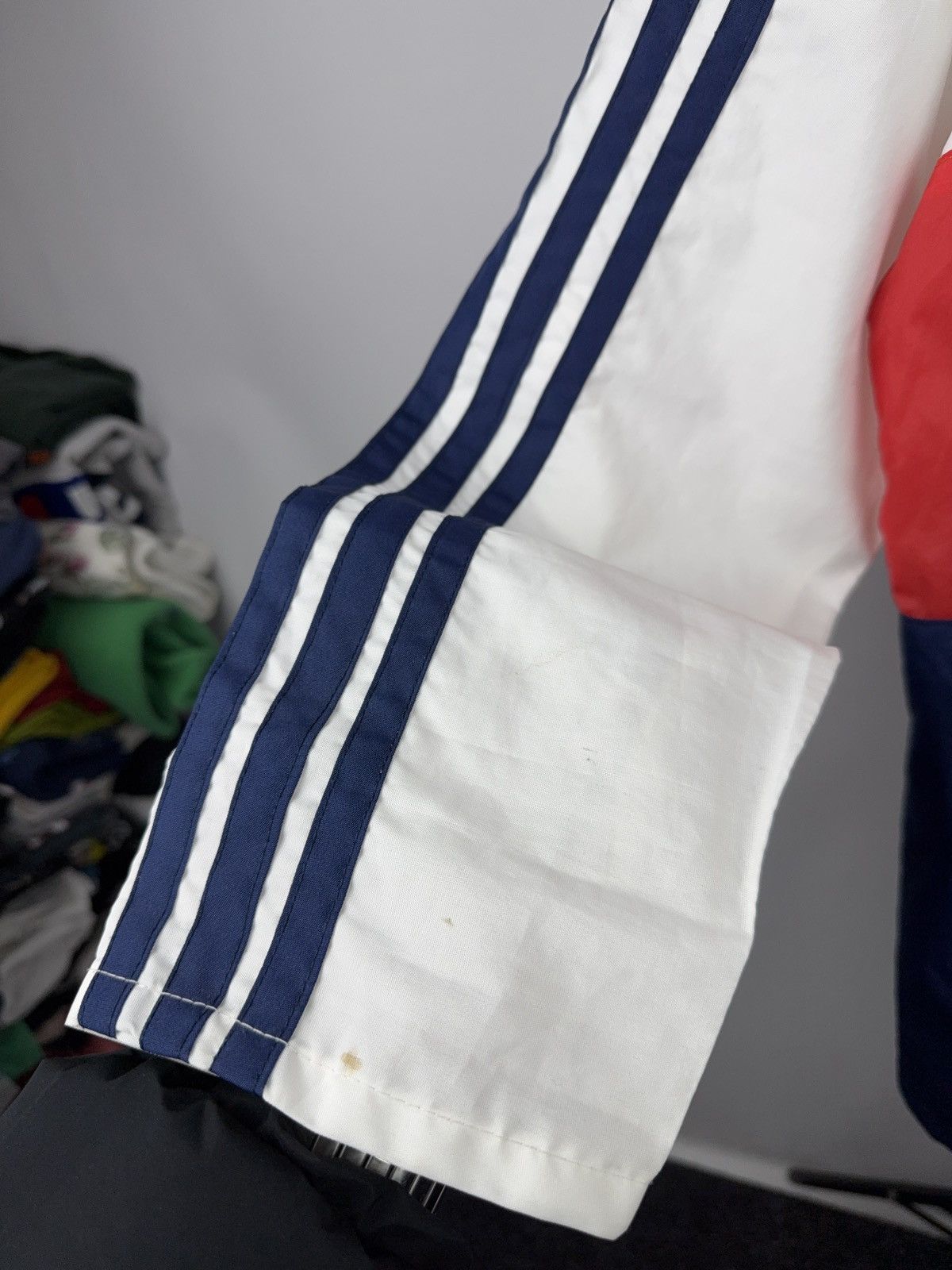 Adidas 80s retro Vintage Adidas Trefoil Track Jacket Red White Blue Size US L / EU 52-54 / 3 - 9 Thumbnail