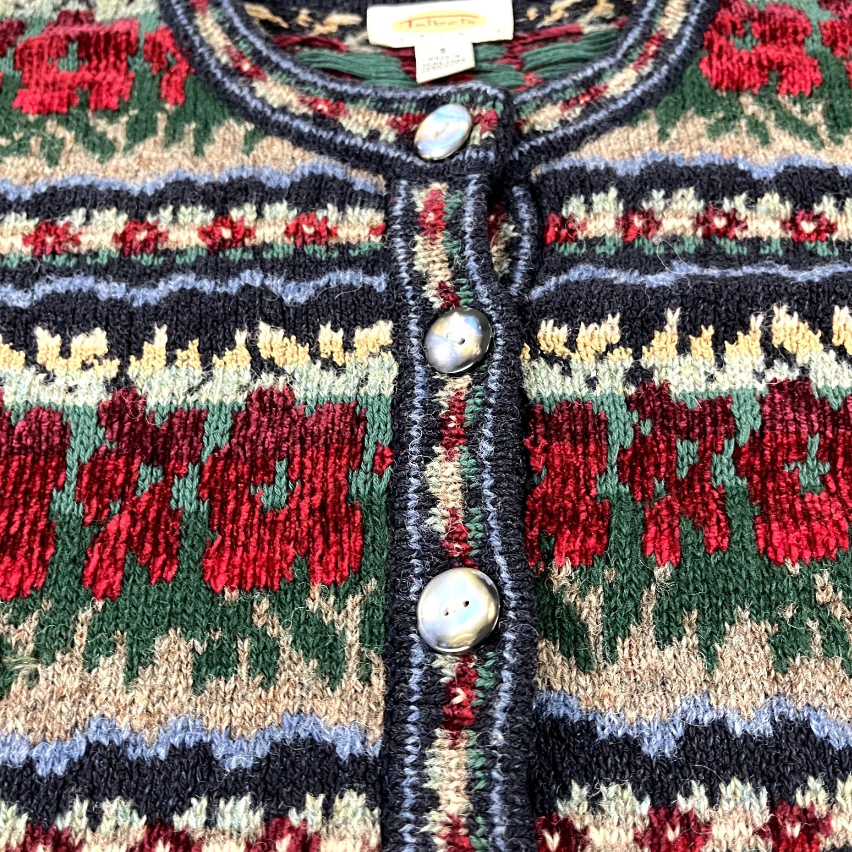 Talbots TALBOTS Petites Sweater Womens Small Christmas Holiday Wool Silk Rayon Button Up Size S / US 4 / IT 40 - 7 Thumbnail
