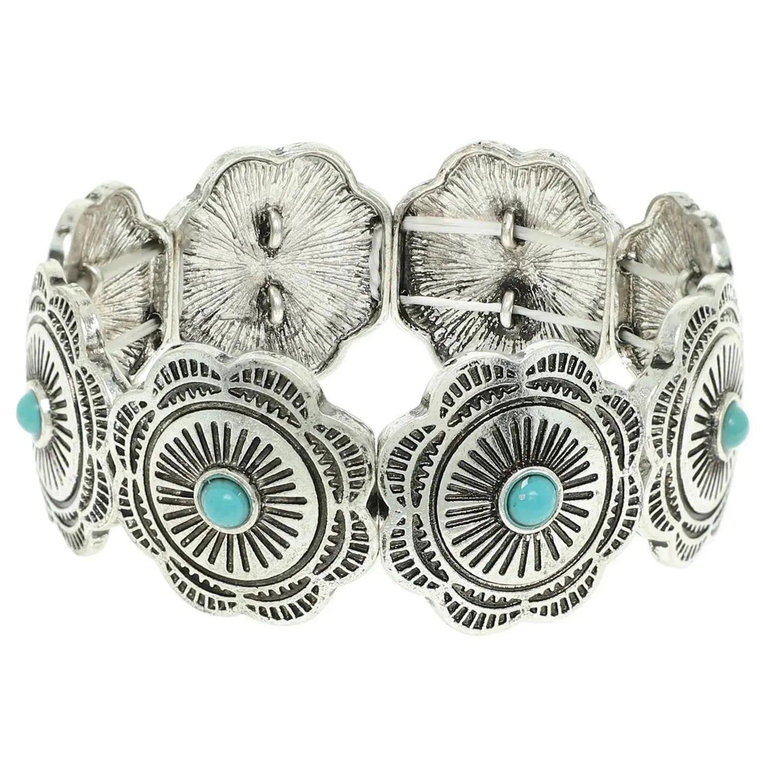 Other Handcrafted Boho Cowgirl Bracelet, Western Turquoise Floral Size ONE SIZE - 5 Thumbnail