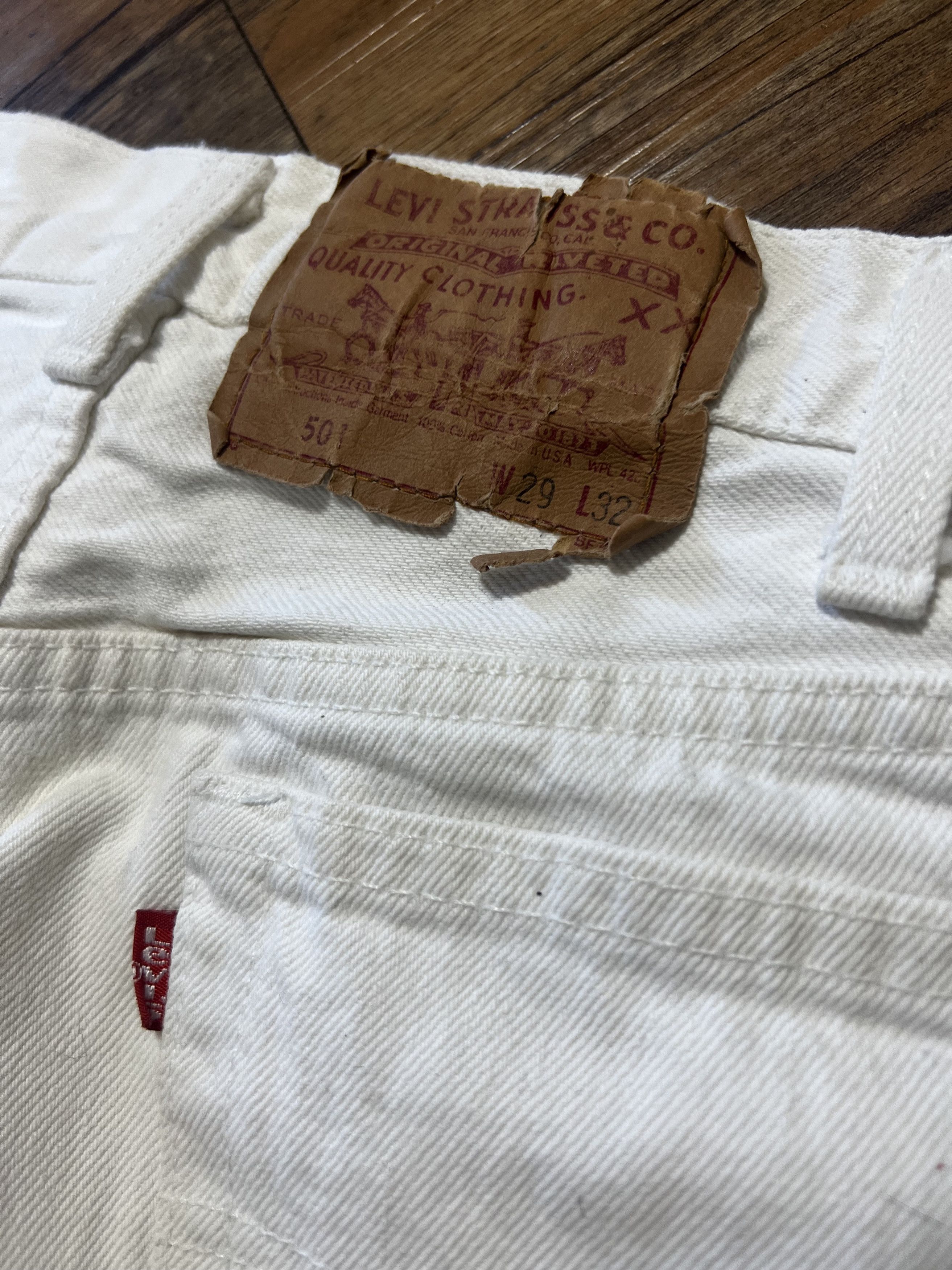 Levi's × Levi's Vintage Clothing × Vintage Vintage Levi's 501 White Denim Jean Pants Size US 29 - 9 Thumbnail