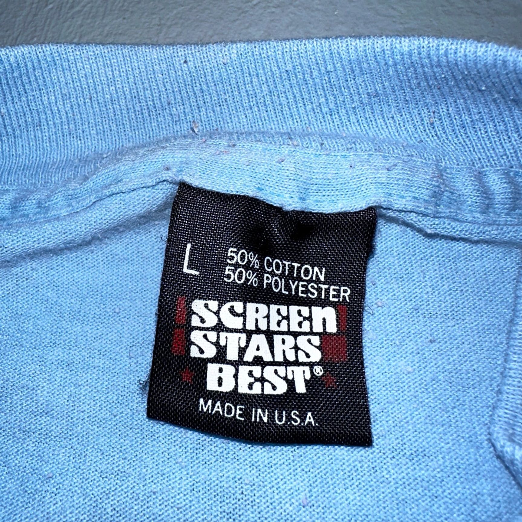 Vintage VINTAGE Screen Stars Motorcycle Ninja 80s VTG T Shirt Short Sleeve Crew Neck L Blue Mens Graphic Print 80s Theme Size US L / EU 52-54 / 3 - 5 Thumbnail