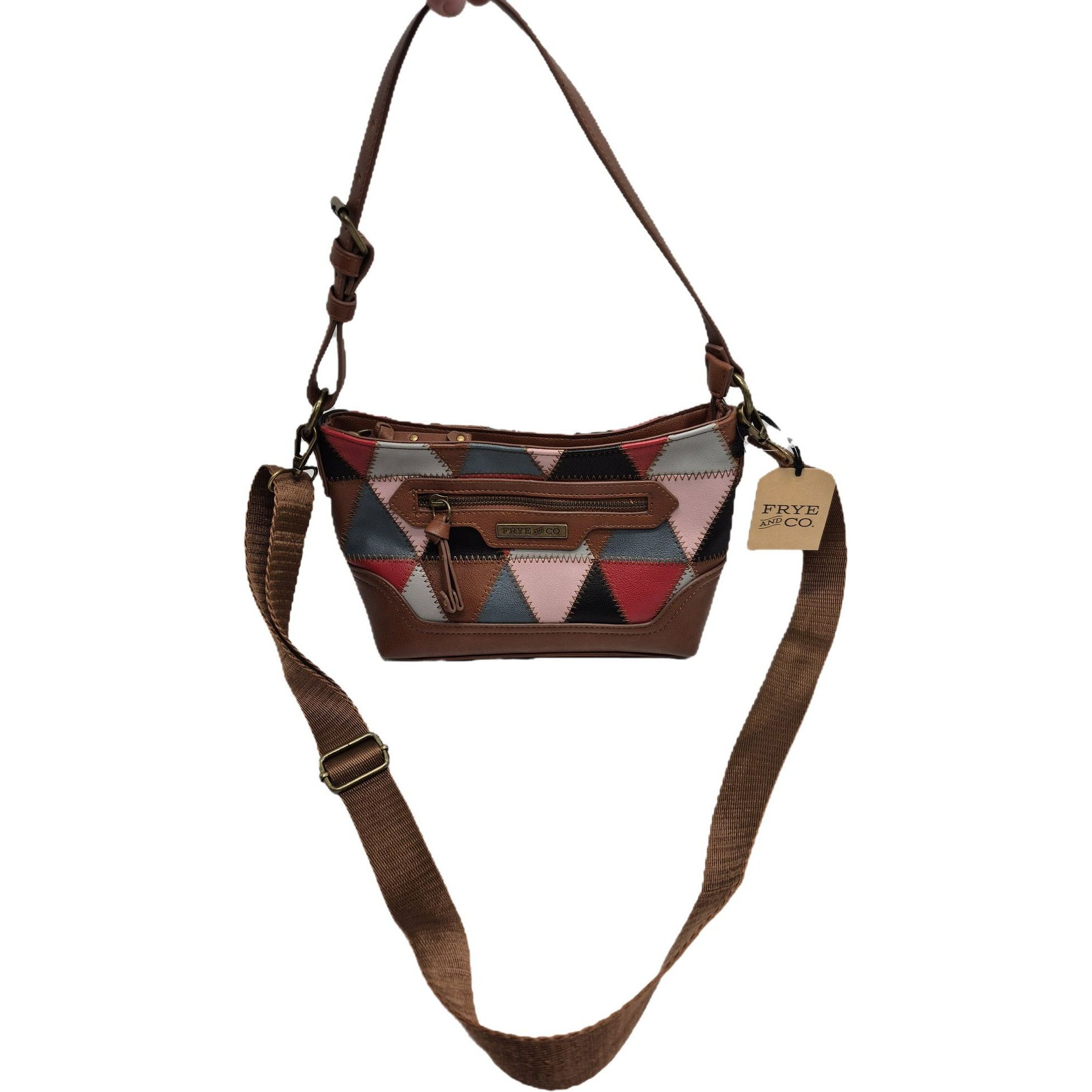 Frye Frye & Co. Geometric Patchwork Leather Crossbody Shoulderbag Size ONE SIZE - 1 Thumbnail