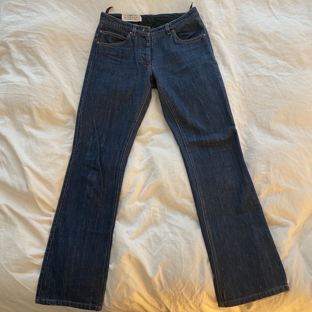 image of Maison Margiela Line 4 Low Rise Dark Blue Denim Jeans, Women's (Size 26)