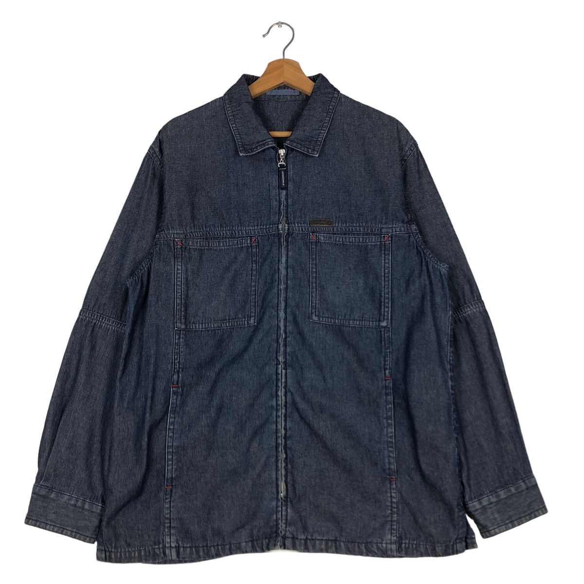 Japanese Brand 🔥Vintage Denim Chore Jacket Zipper Crocodile Japan Made Size US L / EU 52-54 / 3 - 1 Thumbnail