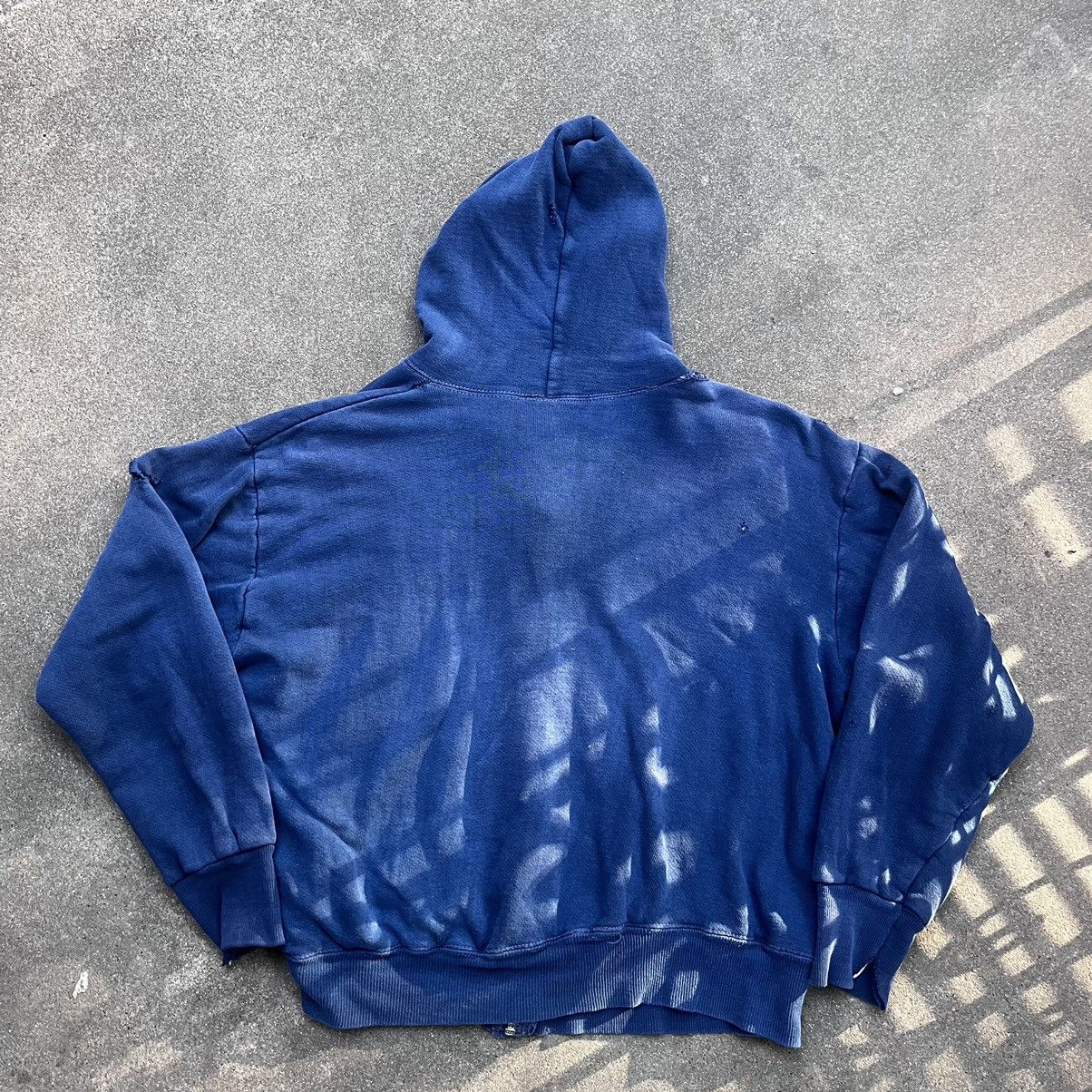 Other × Streetwear × Vintage Vintage distressed blue thermal hoodie Medium Size US M / EU 48-50 / 2 - 4 Thumbnail