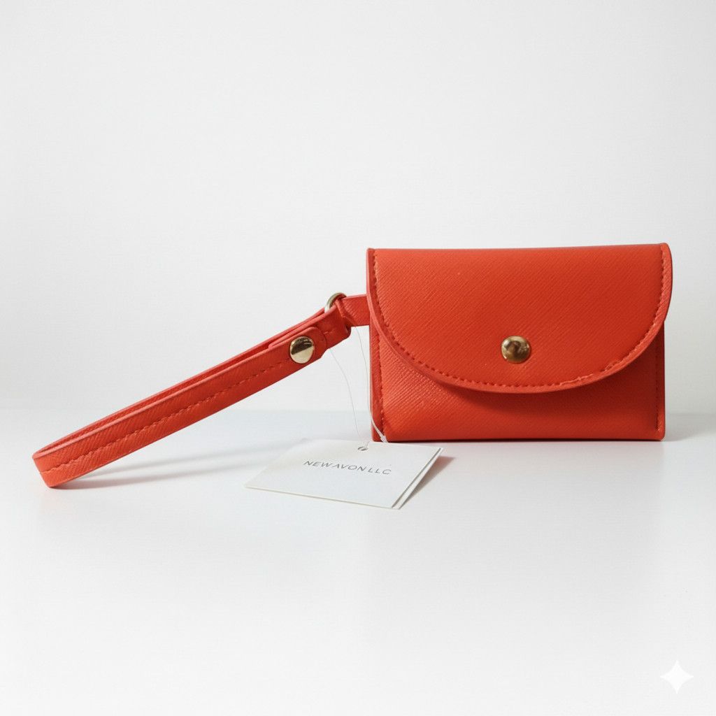 Other Avon 4x2.5" Wallet Orange Red Faux Saffiano Leather Card Size ONE SIZE - 1 Thumbnail