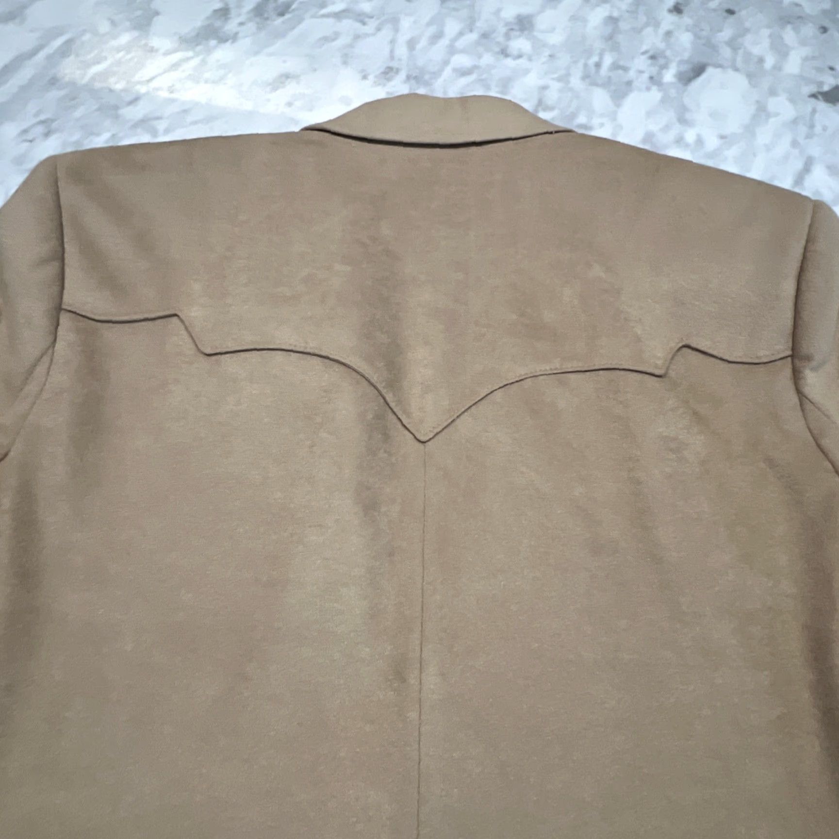 Camel VINTAGE Pioneer Wear Western Jacket Blazer Mens 44L Camel Polyester Rockabilly Long USA Jacket Adult Mens 80s Size 44R - 6 Thumbnail