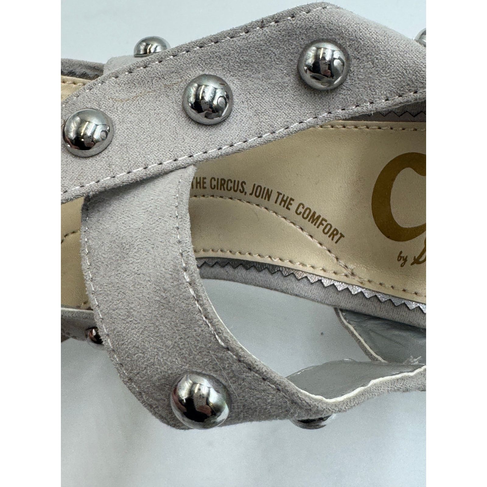 Sam Edelman Circus by Sam Edelman Gray Ankle Strap Studded Heels Size 8 Size US 8 / IT 38 - 12 Thumbnail
