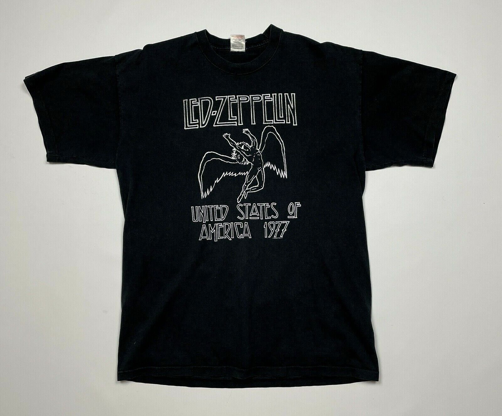 Fruit of the Loom LED ZEPPELIN Band T-shirt, Men's XL size cotton black type Vintage Second Hand