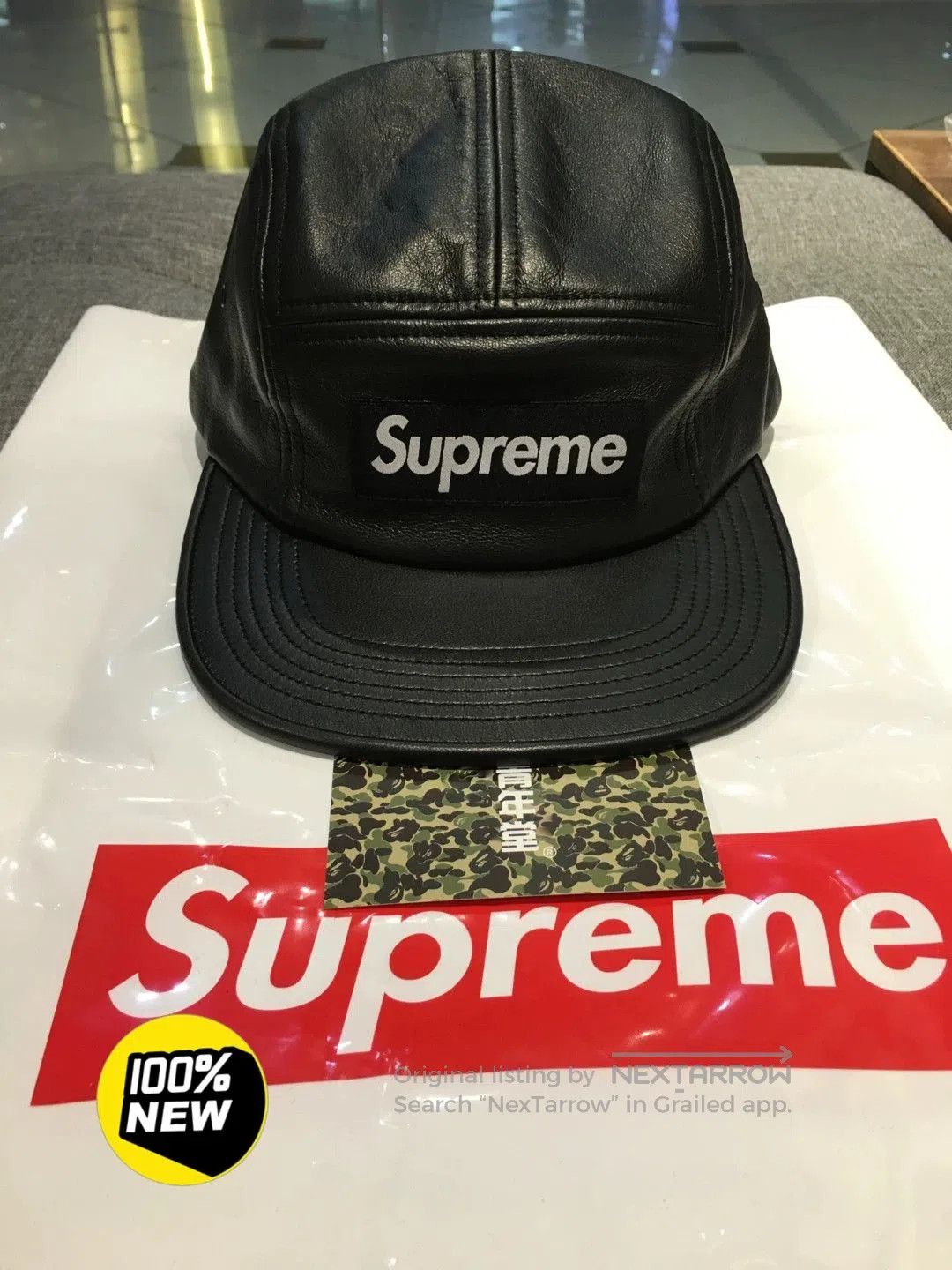 Supreme supreme leather camp cap black. Size ONE SIZE - 1 Thumbnail