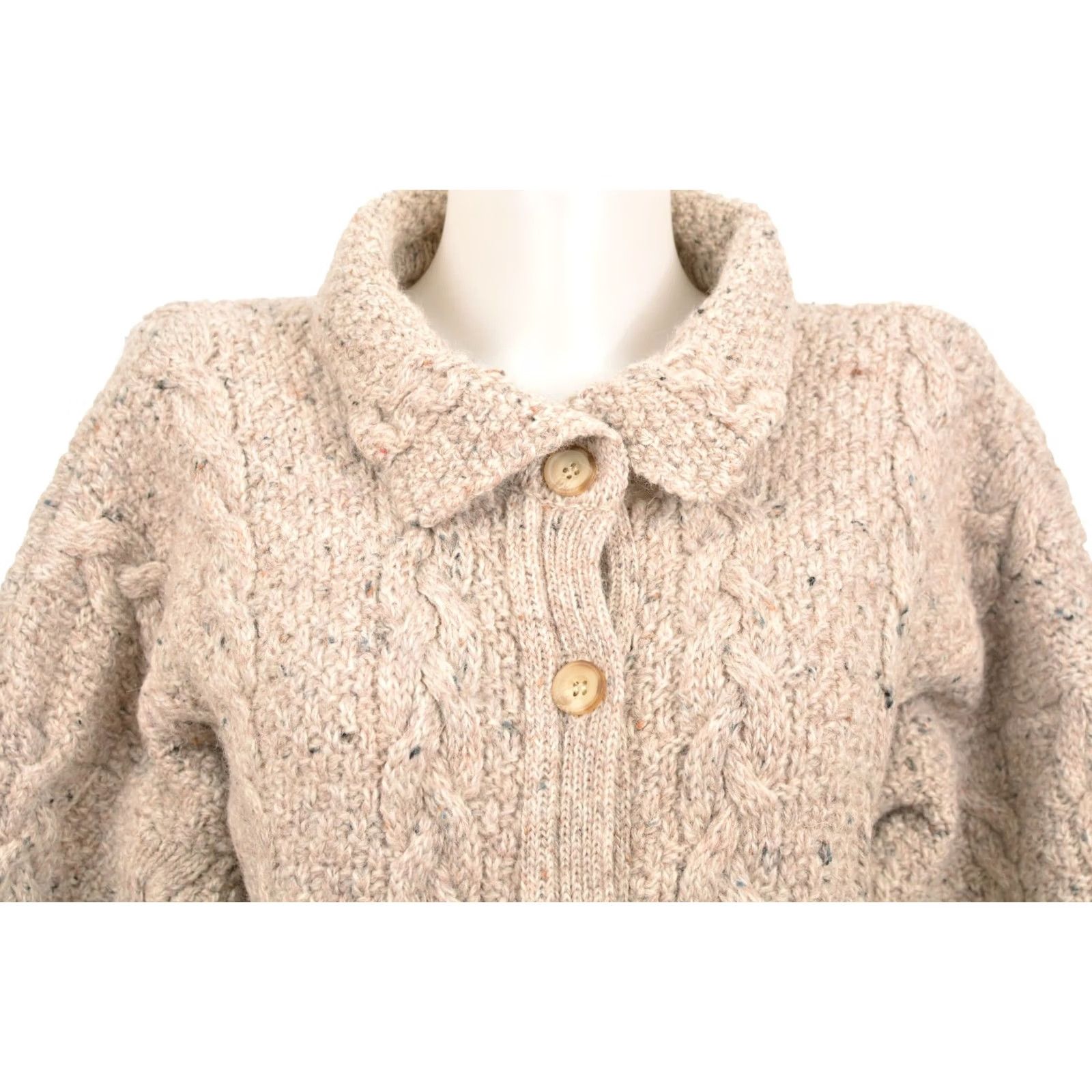 Industrie DDP Highland Home Industries Pure New Wool Knit Cardigan Sweater M324 Size L Beige Womens Wool Cardigan M324 L Beige Size L / US 10 / IT 46 - 2 Thumbnail
