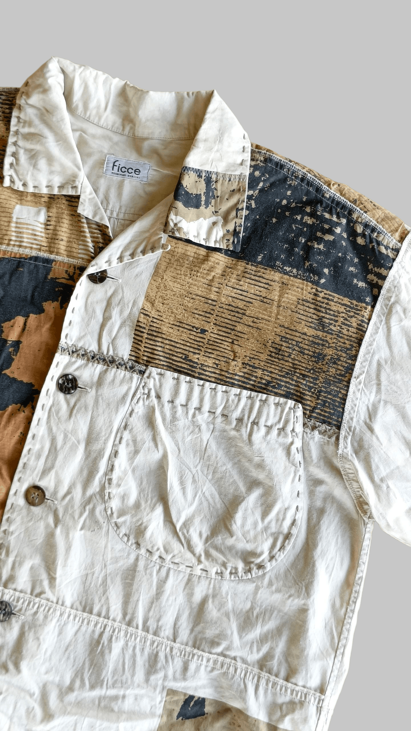 Vintage Vintage Ficce Yoshiyuki Konishi Handmade Patchwork Shirt Size US XL / EU 56 / 4 - 3 Thumbnail
