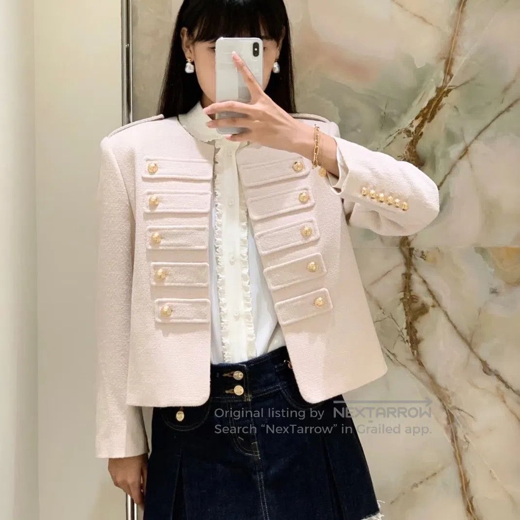 Celine CELINE Solid Color Tweed Knit Top with Buttons| Size XXS / US 00 / IT 34 - 7 Thumbnail