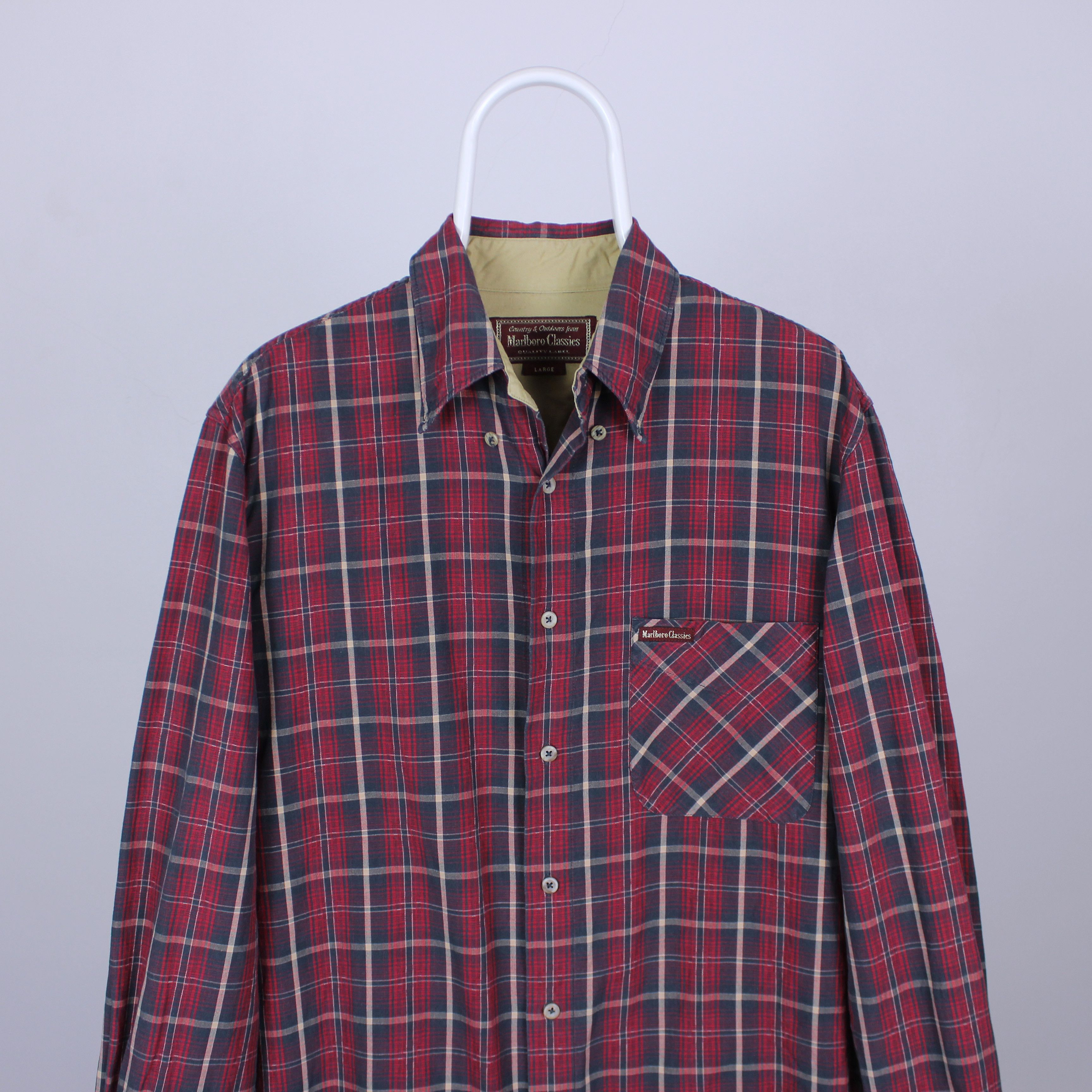 Marlboro Marlboro shirt men buttons ups L cotton red plaid Size US L / EU 52-54 / 3 - 1 Thumbnail
