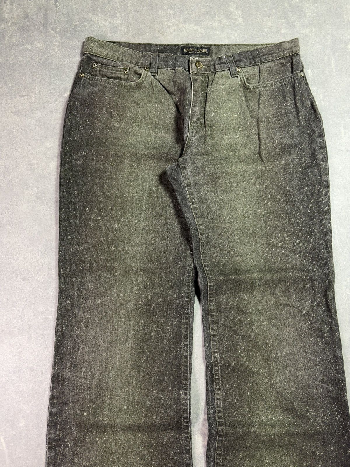 Roberto Cavalli 90s Roberto Cavalli Glitter Faded Wide Leg Denim Jeans XL Size US 34 / EU 50 - 3 Thumbnail