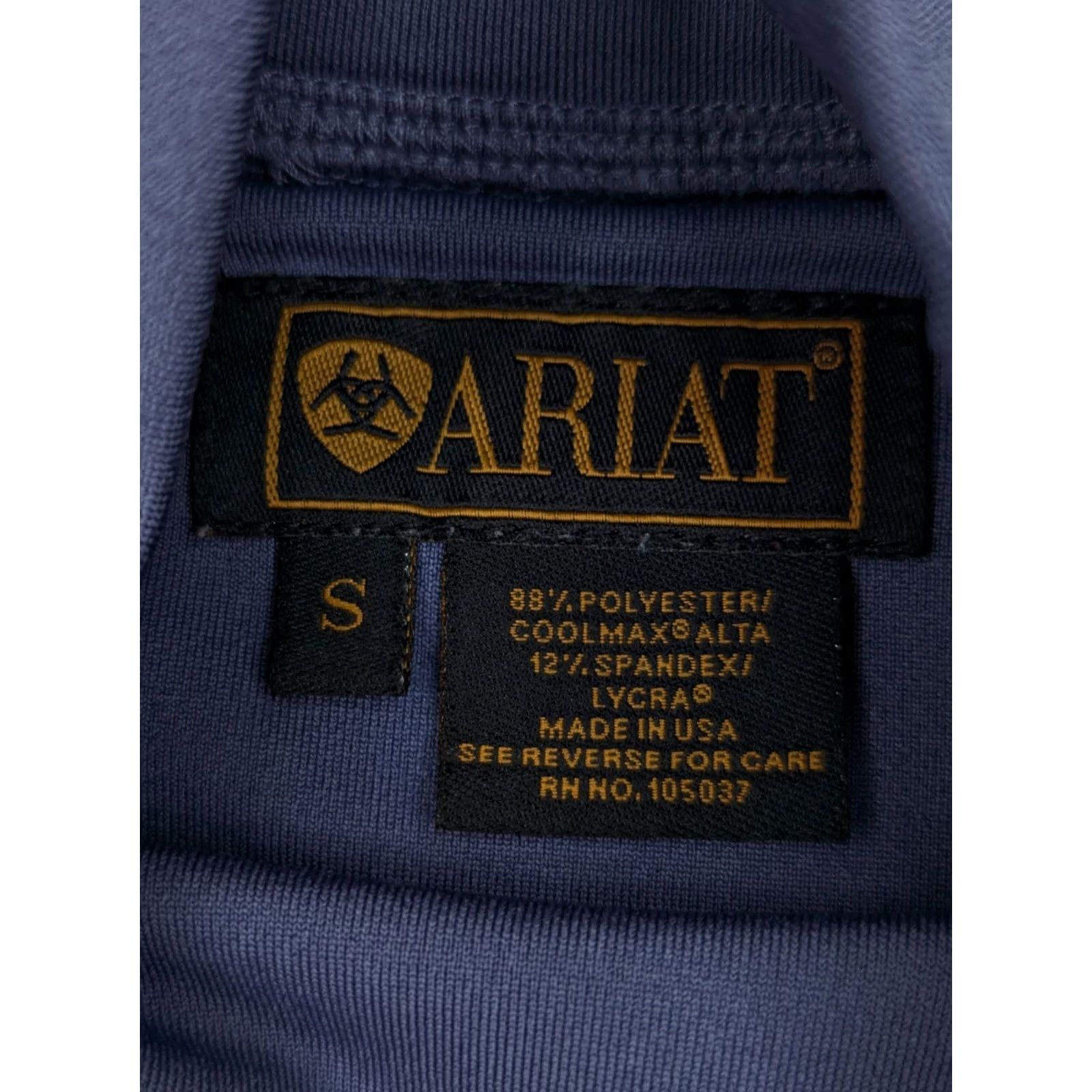 Ariat Ariat Polo Shirt Women S Blue Short Sleeve Pullover Performance Wicking Coolmax Lycra Moc Neck Shirt, Basic, Athletic Fit, Logo, 90s Western Work Wear Size S / US 4 / IT 40 - 6 Thumbnail
