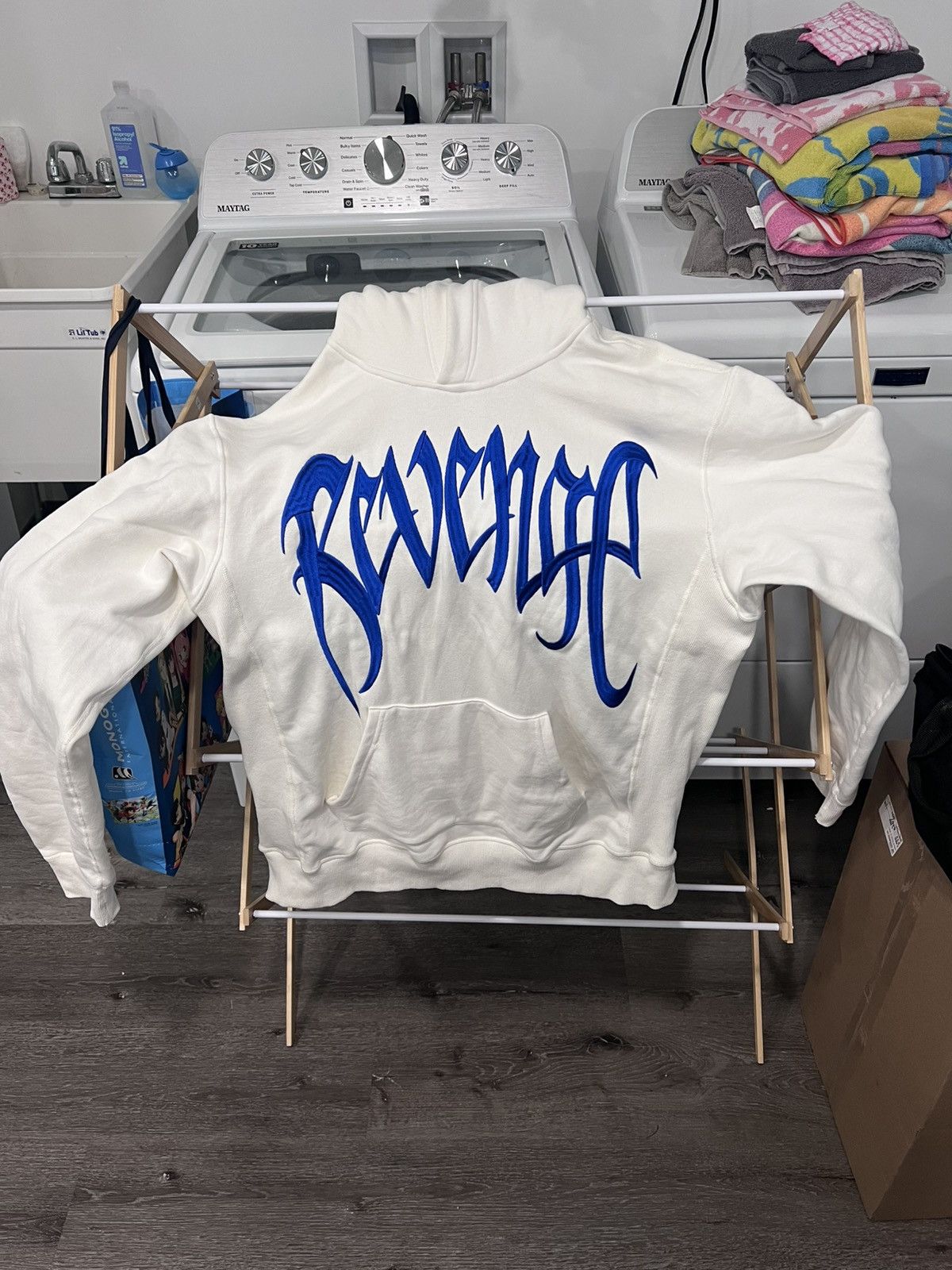 Revenge Cream Pullover w/ Blue Embroidered Revenge Size US M / EU 48-50 / 2 - 1 Thumbnail