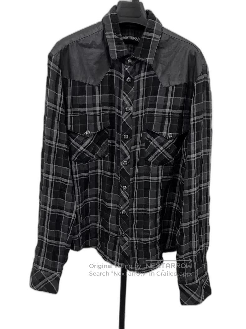 Chrome Hearts Plaid Waxed Leather Shirt.