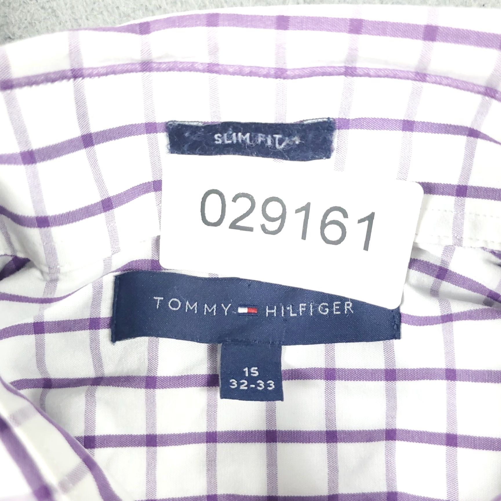 Tommy Hilfiger VINTAGE Tommy Hilfiger Shirt Mens 15 Purple White Check Dress Button Up Long Sleeve Adult Regular 15 Purple American Classic Preppy Wedding Men Size 40R - 8 Thumbnail