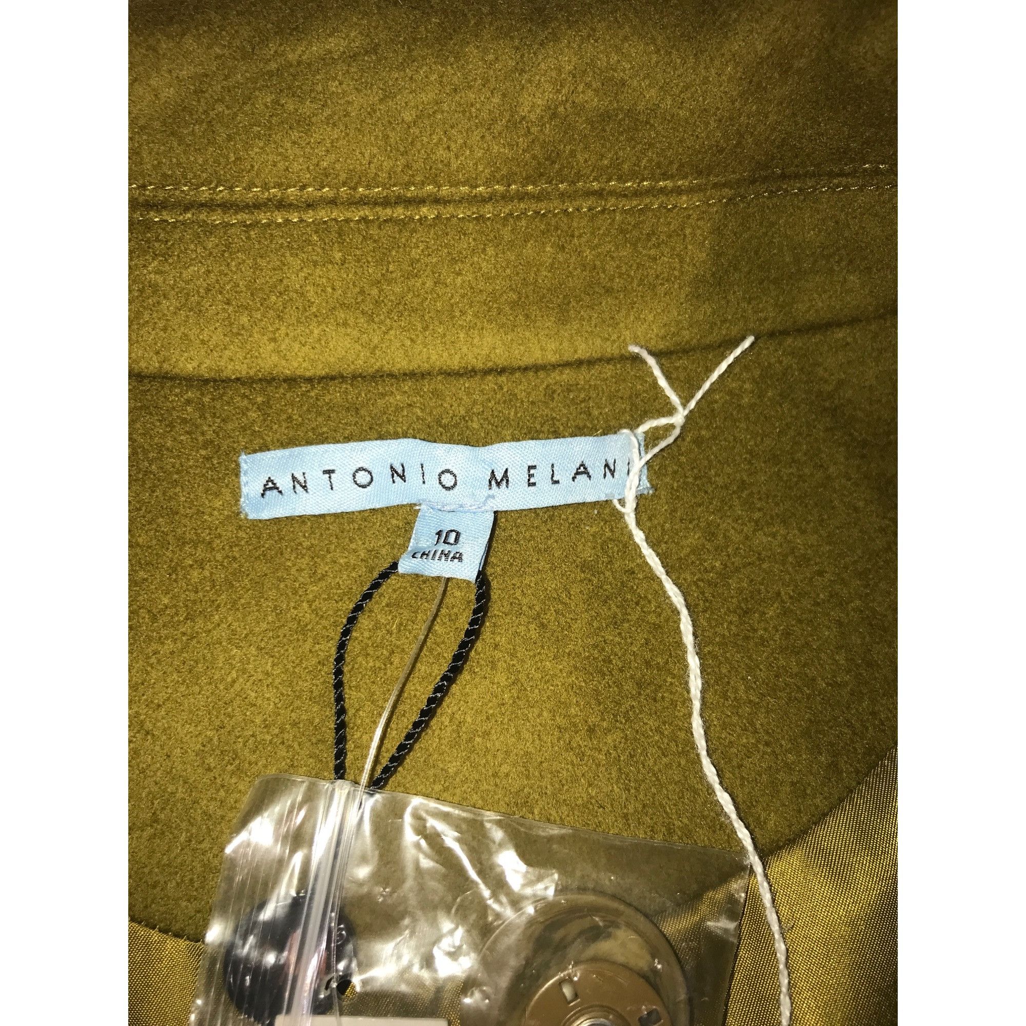 Other Antonio Melani Women's Green Wool Dust Buster Coat Size L / US 10 / IT 46 - 3 Thumbnail