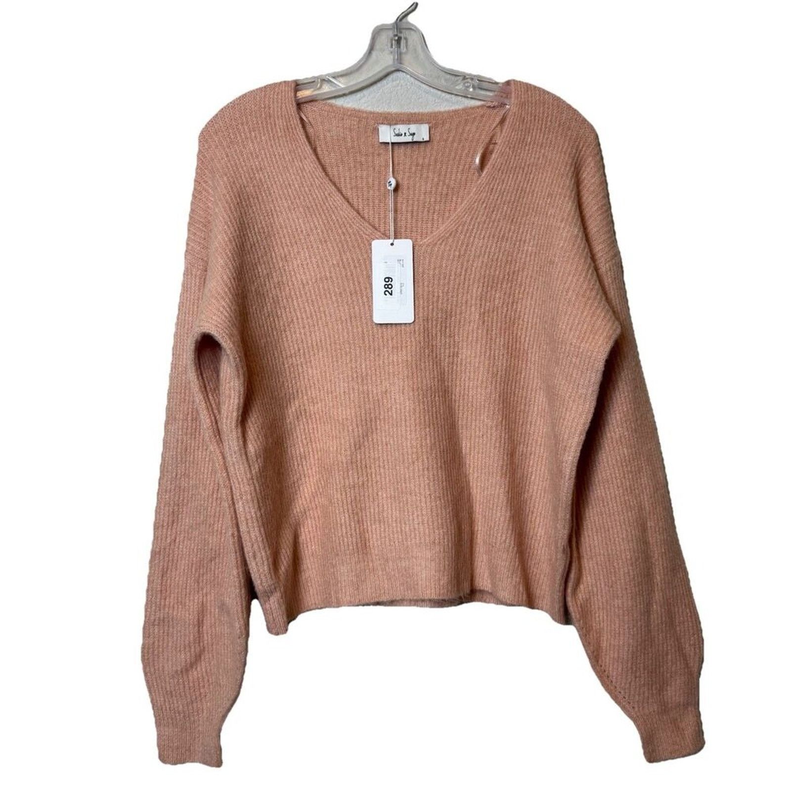 Anthropologie Anthropologie SADIE & SAGE No Risk V-Neck Sweater Blush sz S Size S / US 4 / IT 40 - 1 Thumbnail