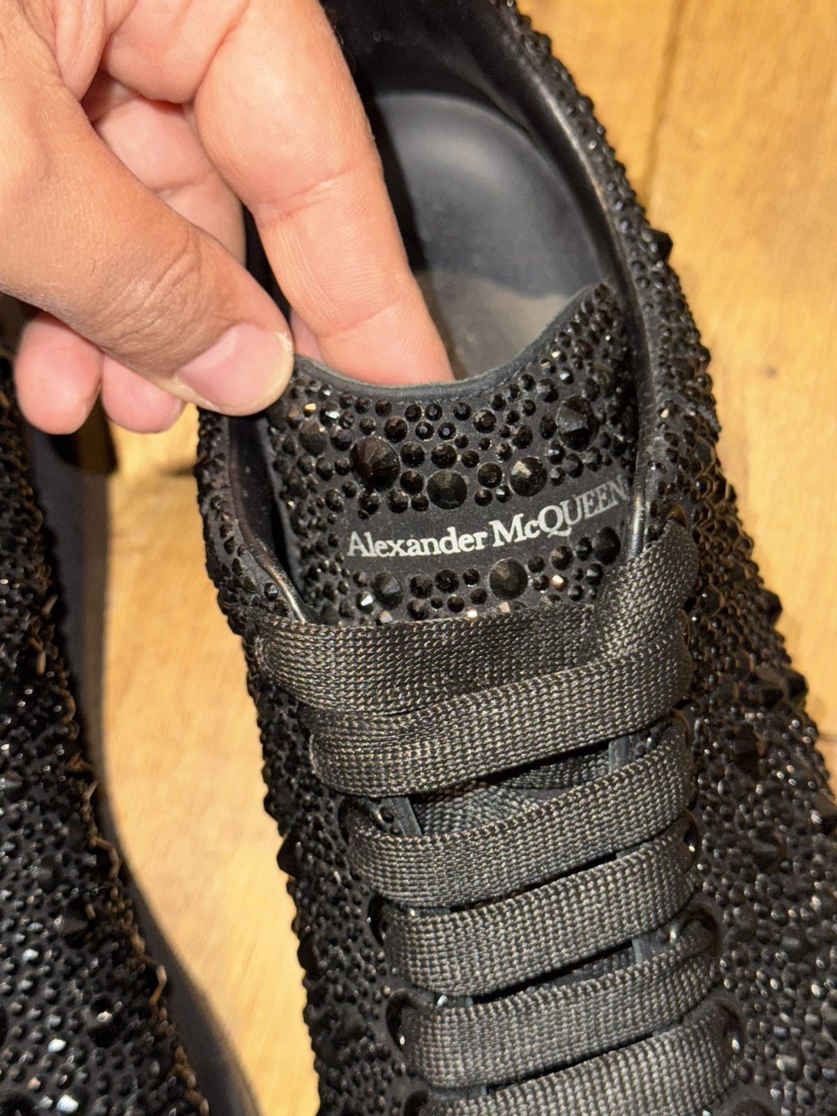 Alexander McQueen Triple Black Strass Larry Crystal-Embellished Sneakers Size US 9 / EU 42 - 12 Thumbnail