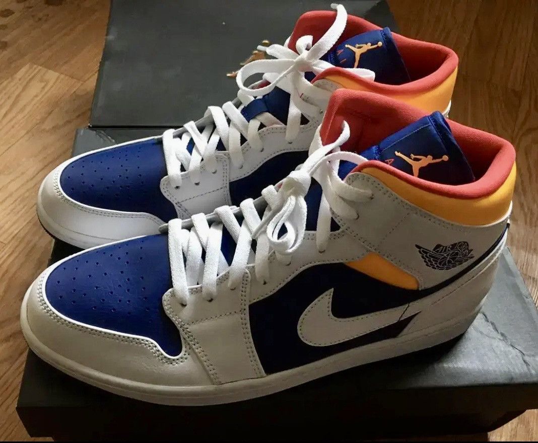 Nike New product, Nike Jordan 1 Mid Deep Royal Blue Laser Orange Size US 12 / EU 45 - 1 Thumbnail