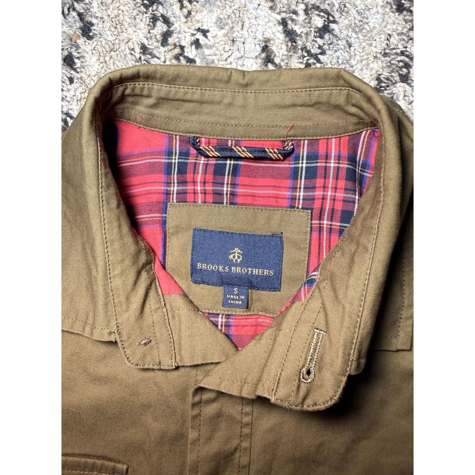 Brooks Brothers Brooks Brothers Khaki Button Up Jacket Utility Shacket Plaid Lined Mens Small Size US S / EU 44-46 / 1 - 5 Thumbnail