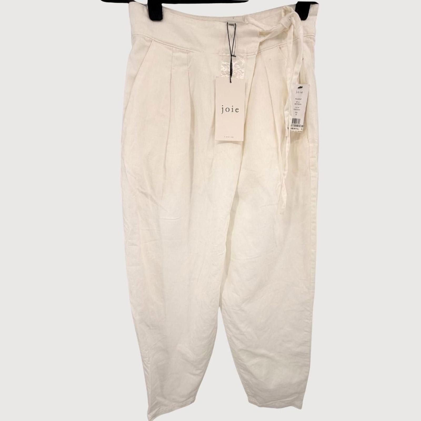 Jones New York Joie NWT Linen Tapered Trouser Pants White Size 4 High Rise Size 27" / US 4 / IT 40 - 4 Thumbnail
