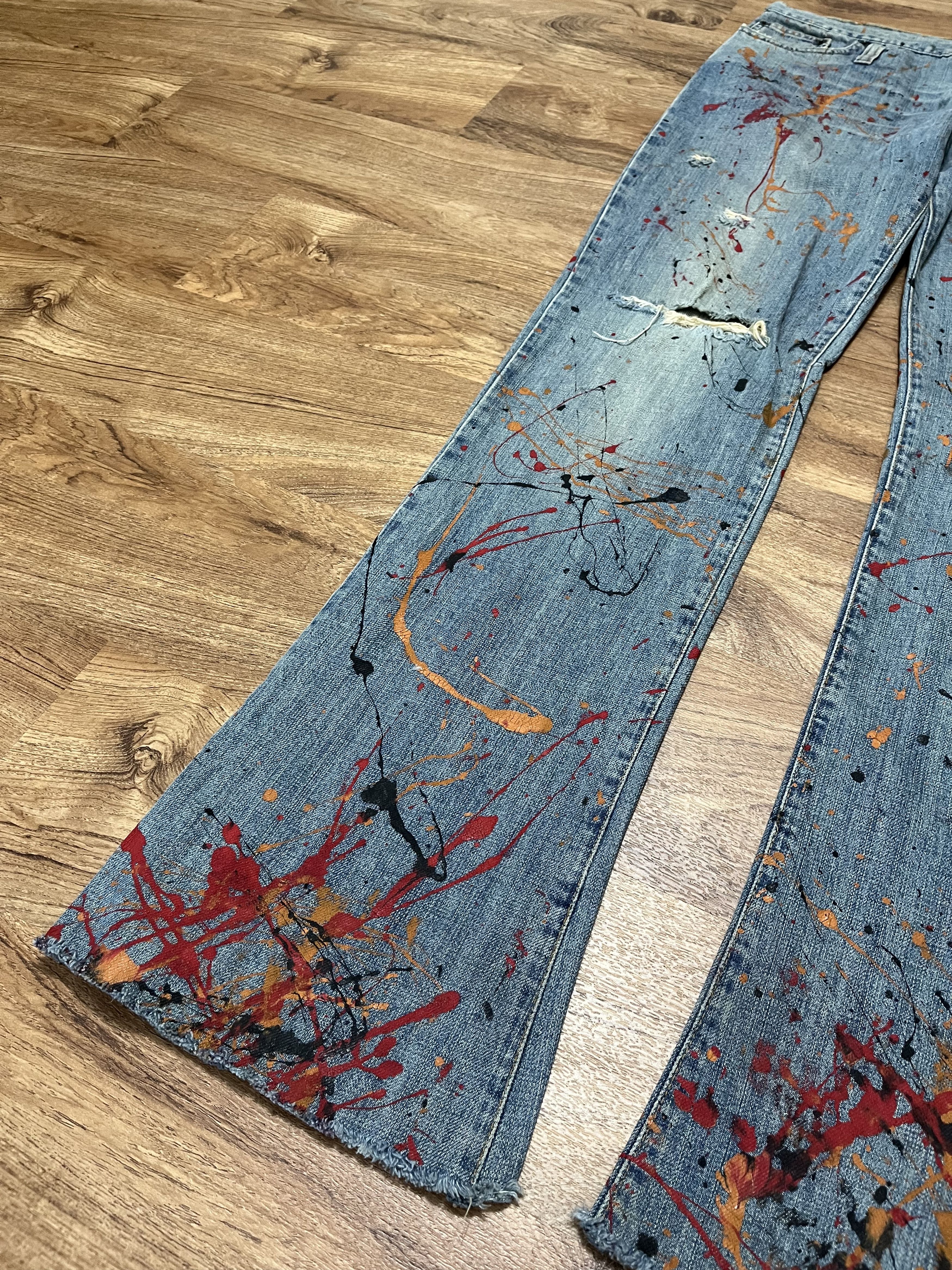 Dolce & Gabbana Vintage Dolce & Gabbana Bootcut Paint Splatter Jeans Size US 35 - 3 Thumbnail