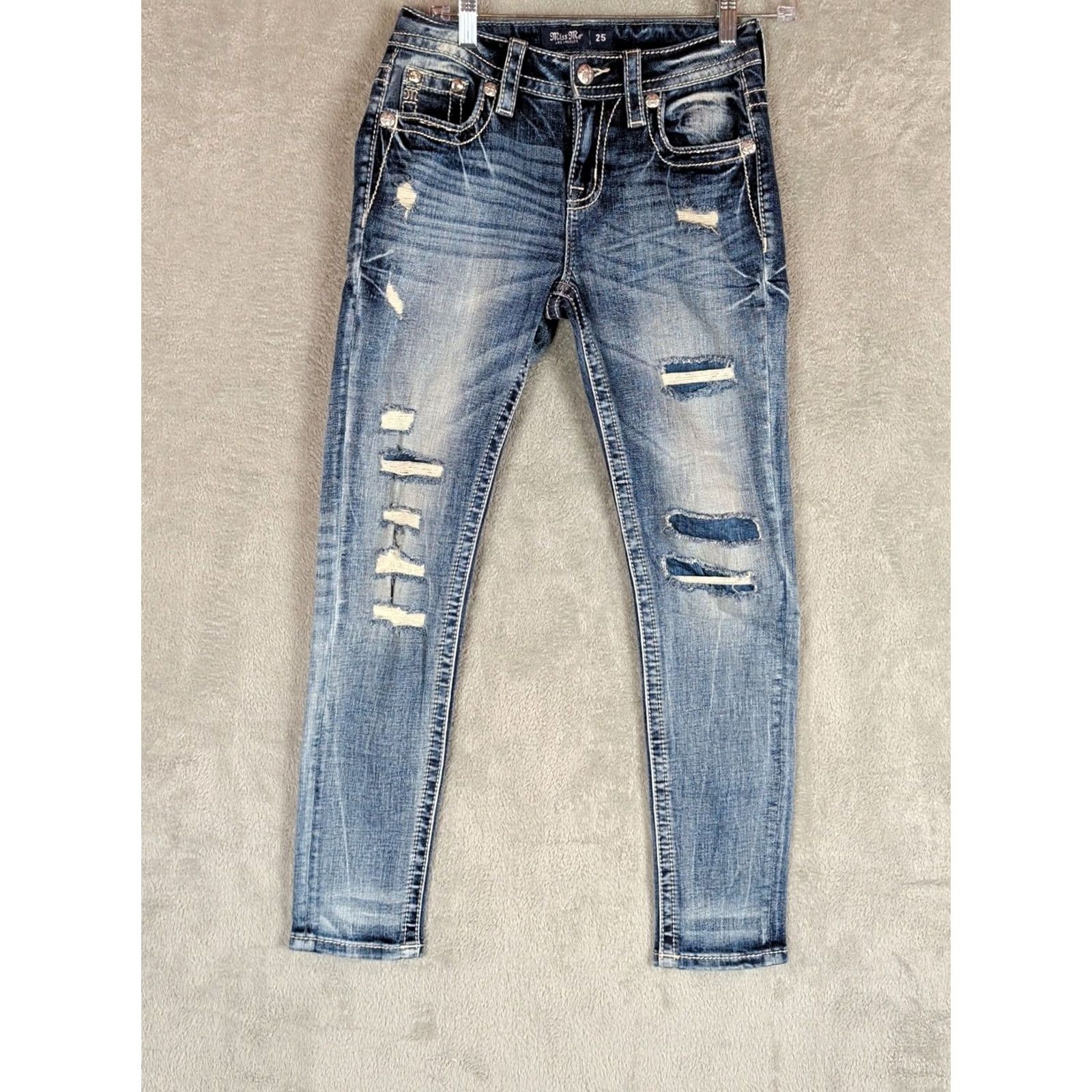 Miss Me Miss Me Jeans Rhinestone Stars And Stripes Mid Rise Ankle Skinny 25 Blue Womens Shirt? Size 42" / US 20 - 5 Thumbnail