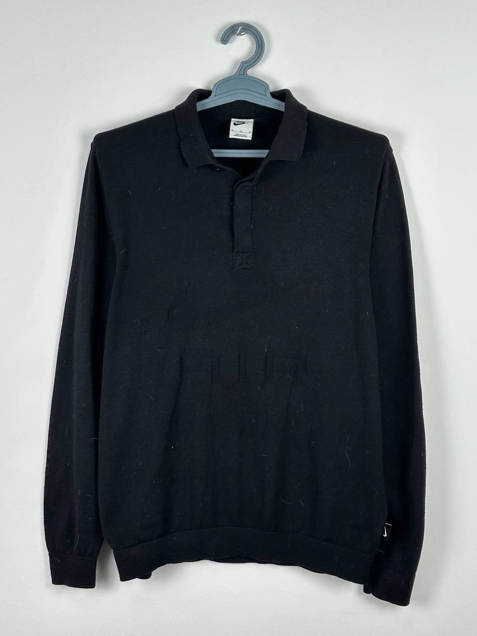Nike × Vintage Drill Y2K Nike AIR Wool Big Logo Rugby Polo Sweater Size US M / EU 48-50 / 2 - 2 Thumbnail