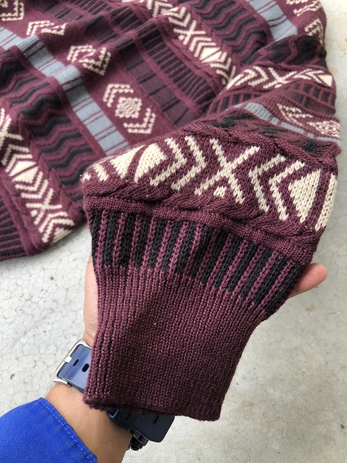 Japanese Brand 🔴Vintage Green Hawk Stripe Pureknit Like Coogi Sweater Size US L / EU 52-54 / 3 - 4 Thumbnail