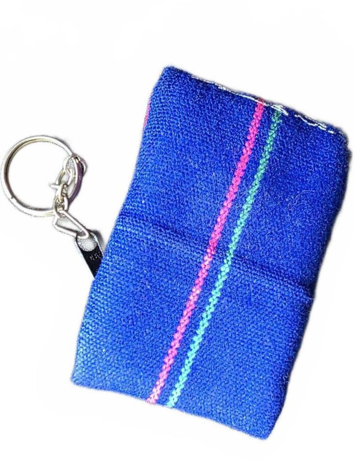 The Unbranded Brand Rep. Dominicana Blue Fabric Keychain Coin Purse Tropical Zip Size ONE SIZE - 3 Thumbnail