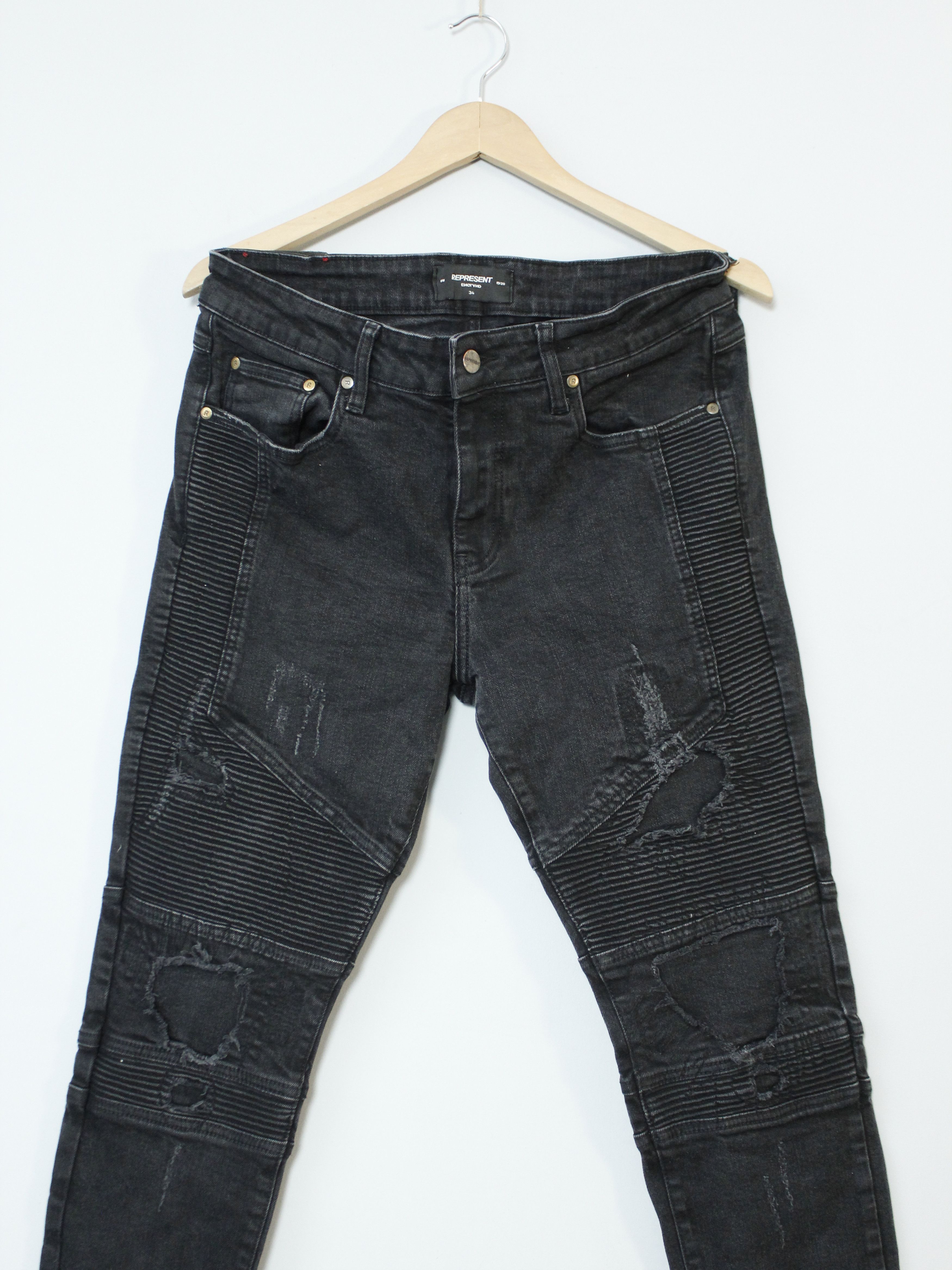 Represent Clo. Represent CLO Biker Denim Jeans Distressed 34 L Black Size US 34 / EU 50 - 3 Thumbnail