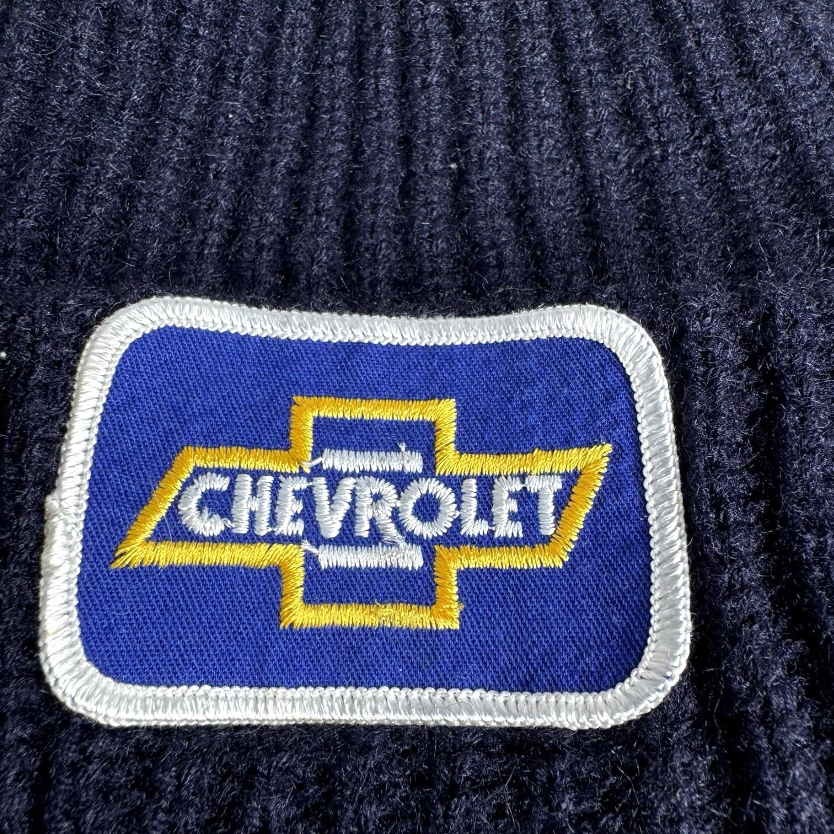 Vintage VINTAGE Chevrolet Beanie Hat Patch Dark Navy Blue 80’s Knit Winter Beanie Men One Size Blue Knit Winter 80s Mens Size ONE SIZE - 2 Thumbnail
