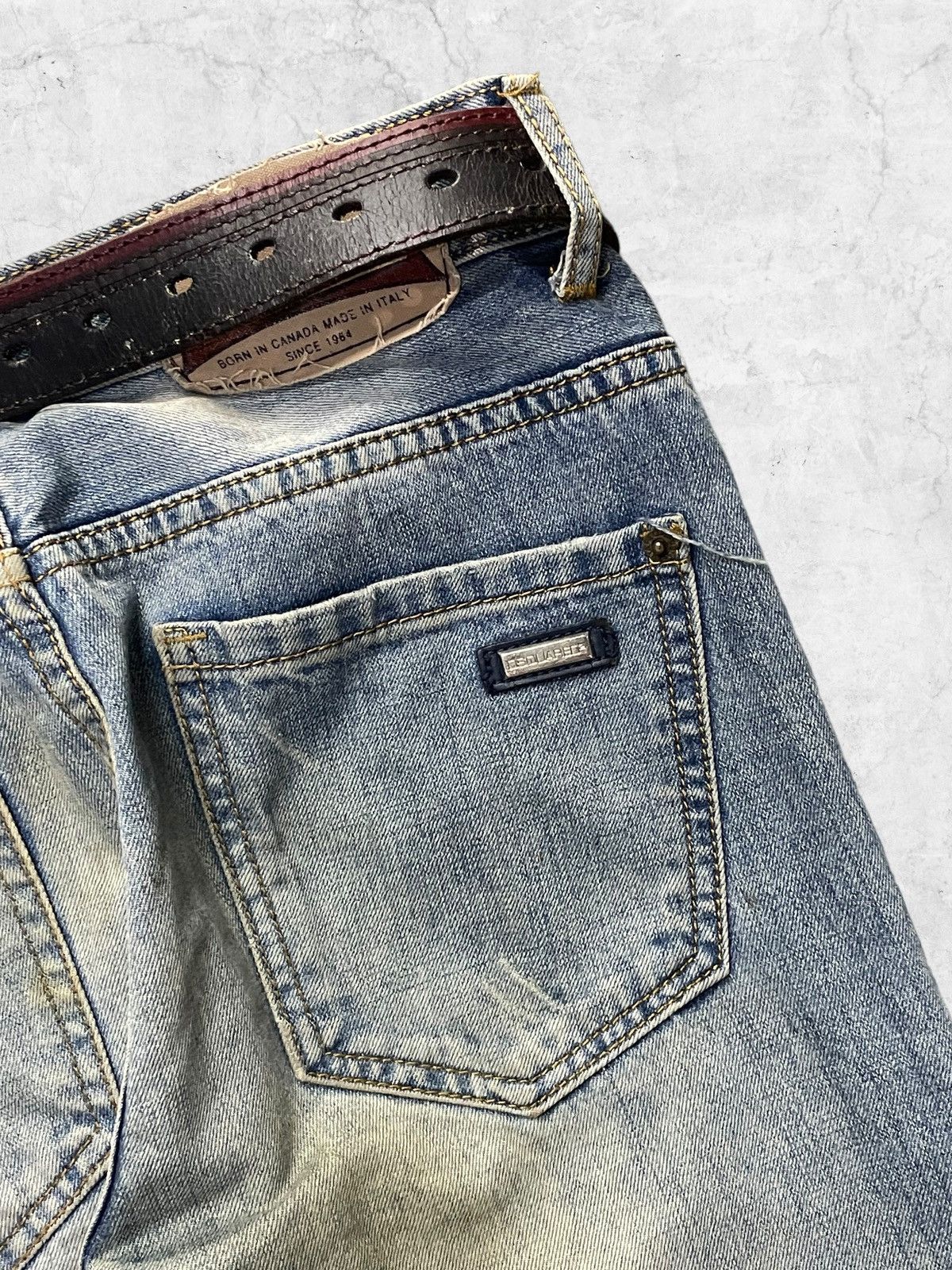 Dsquared2 × Vintage Designer Dsquared2 Canada Small Logo Denim Wih Leather Belt Size US 31 - 11 Thumbnail