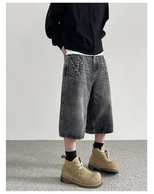 VIBE Baggy Washed Denim Shorts Size US 28 / EU 44 - 6 Thumbnail