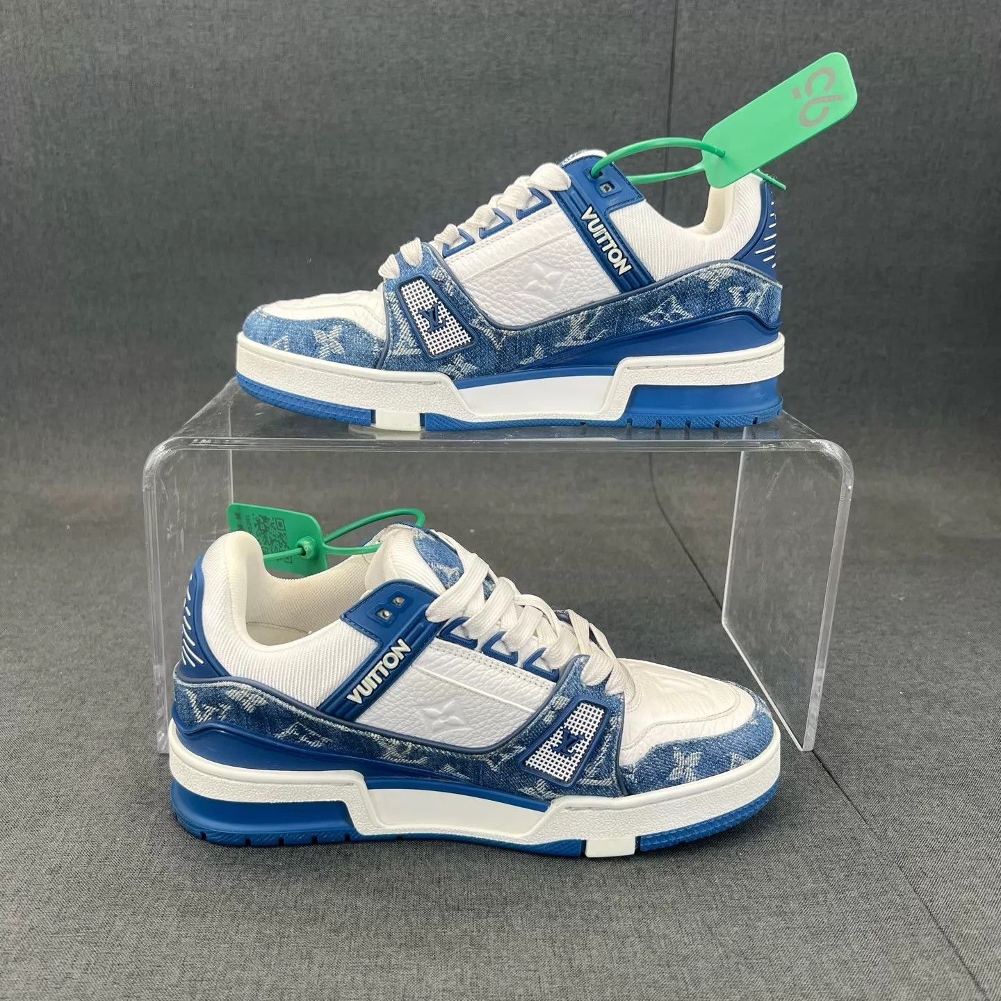 Louis Vuitton LV Trainer White Blue Denim 36 Size US 5.5 / IT 35.5 - 2 Thumbnail