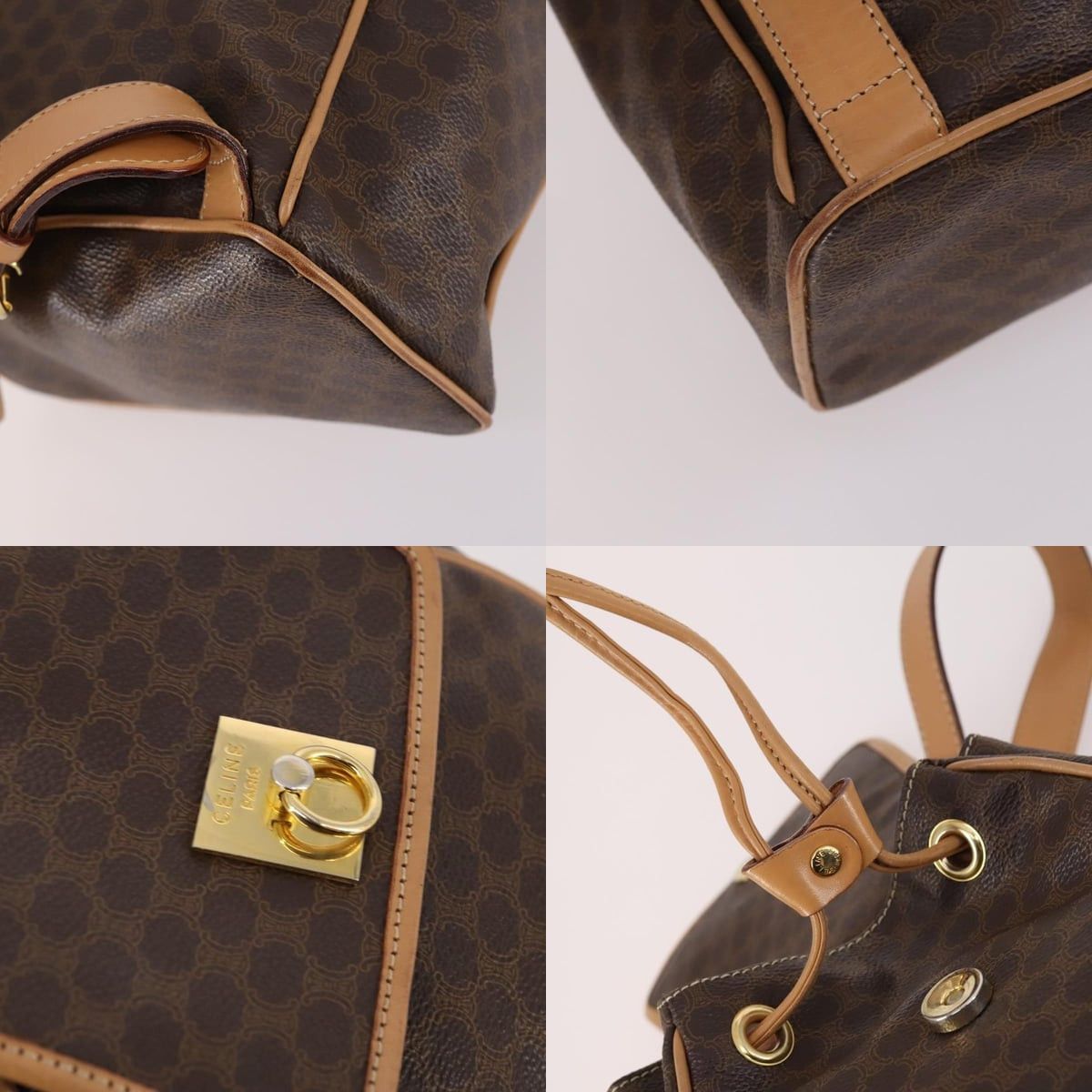 Celine CELINE Macadam Canvas Backpack Pvc Leather Brown Gold Size ONE SIZE - 11 Thumbnail