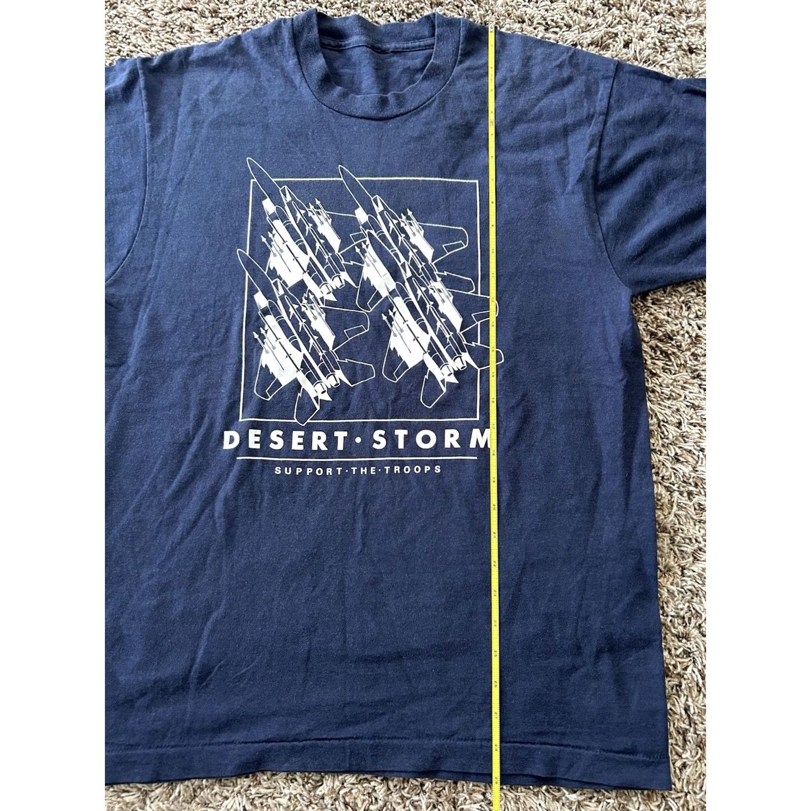 Vintage VINTAGE Desert Storm Support Our Troops Single Stitch Mens Size L Navy Blue T-Shirt Military 90s Mens Size US L / EU 52-54 / 3 - 4 Thumbnail