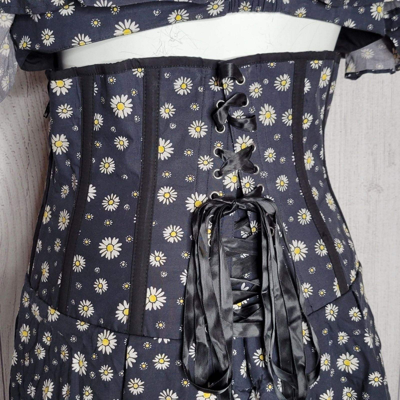 Other Corset Story Bardot Americana Daisy Print Corset Dress, 36 Size XL / US 12-14 / IT 48-50 - 5 Thumbnail