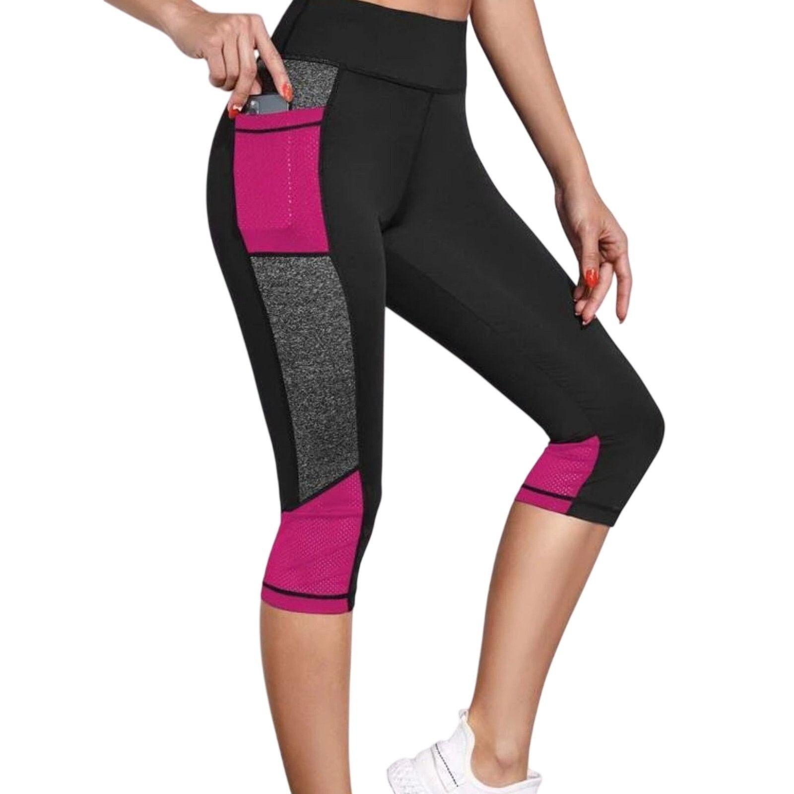 Shein Colorblock Knee Length Leggings with Side Pocket, Size L Size 34" / US 12 / IT 48 - 3 Thumbnail